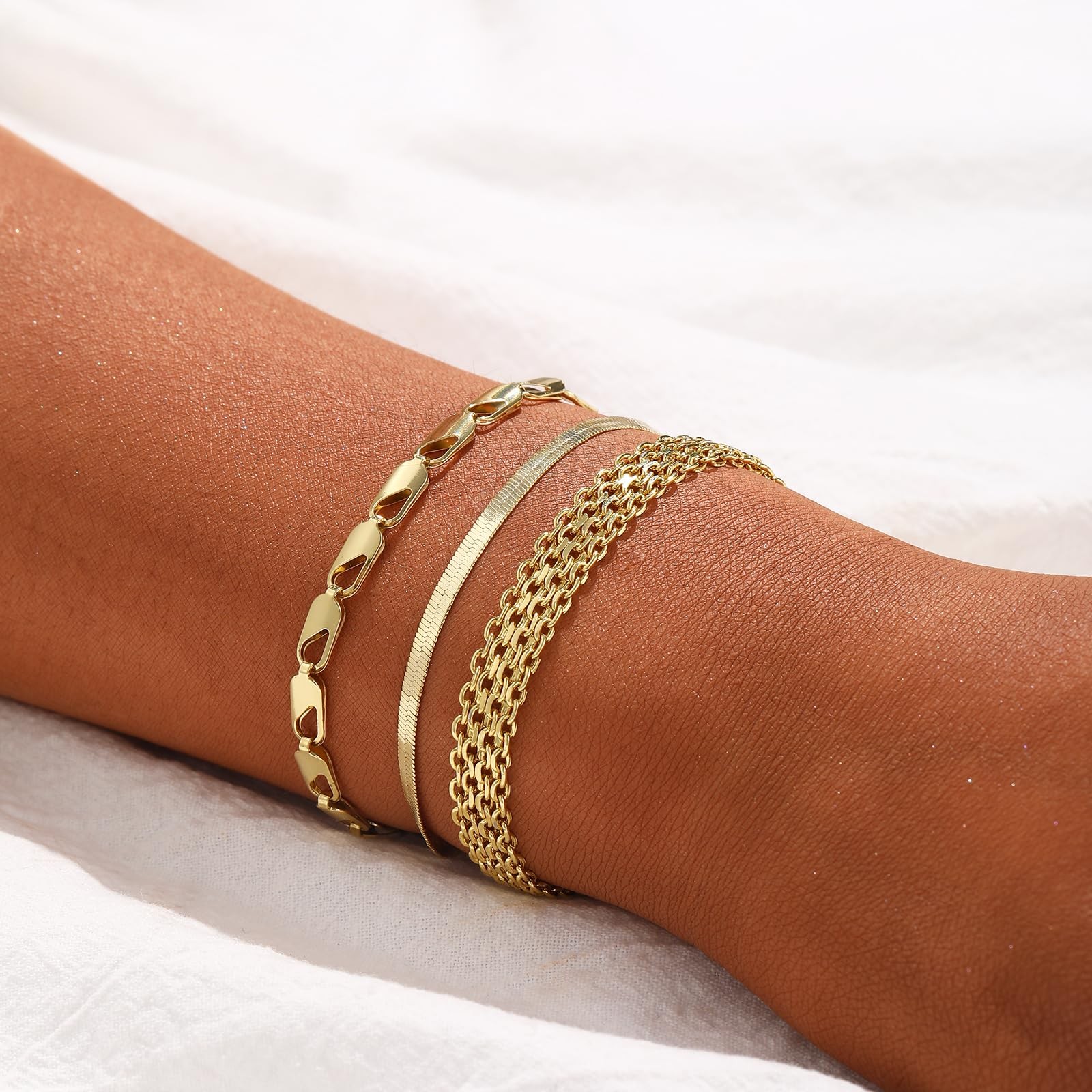 Bracelets for Women, Waterproof 14K Gold/Silver Plated Stackable Bracelets fo…