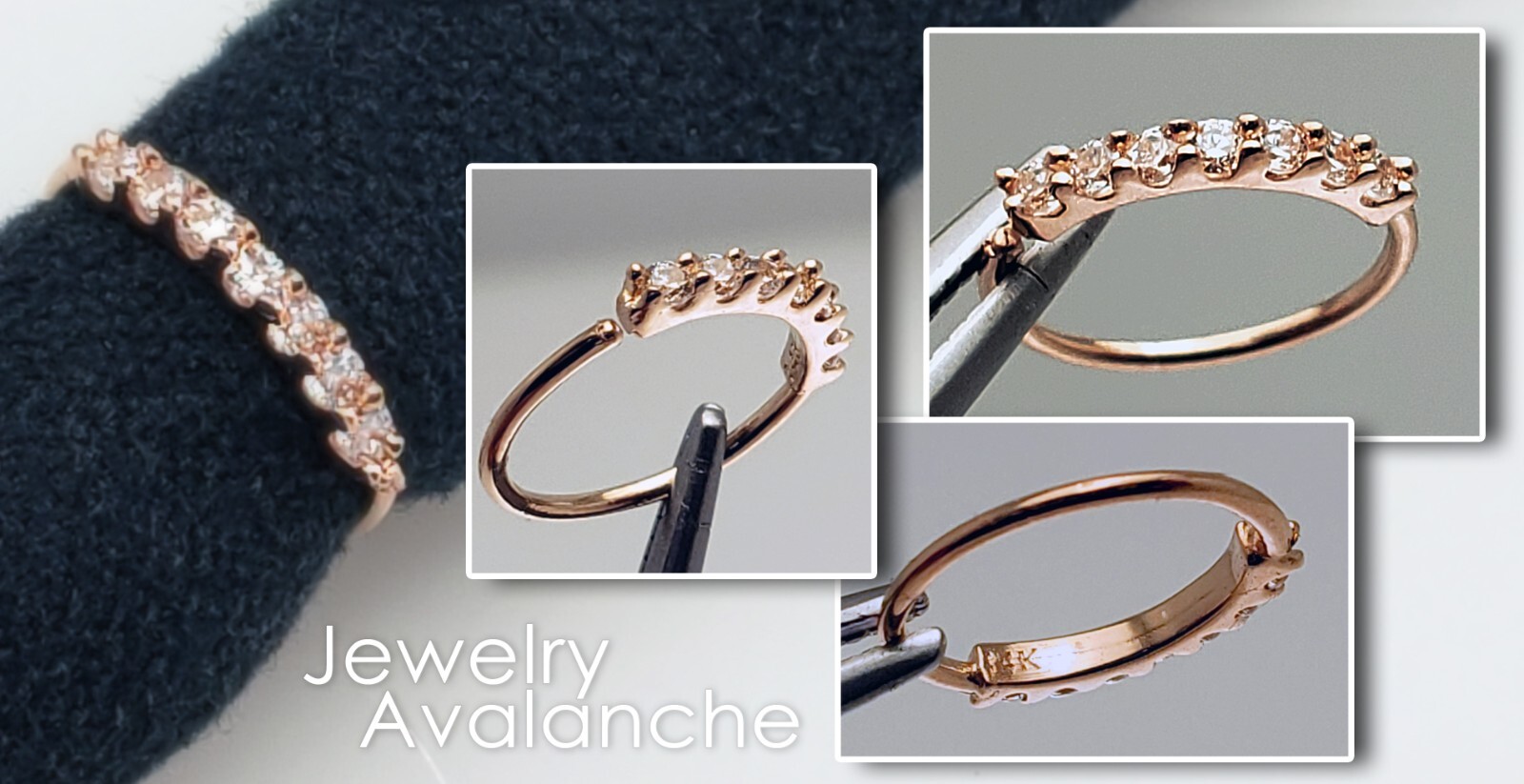0.07ct Diamond Nose Hoop, Solid 14kt Yellow Gold Nose Ring, 22G
