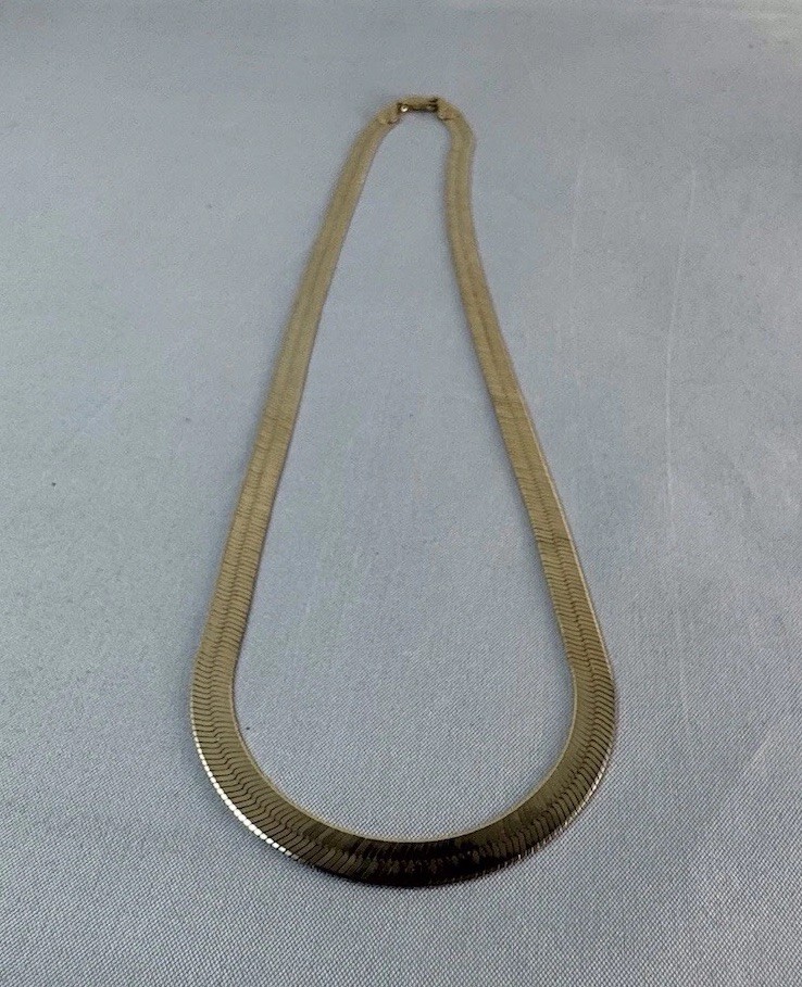 Technibond Reversible Herringbone Chain Necklace Gold Plated Sterling Silver