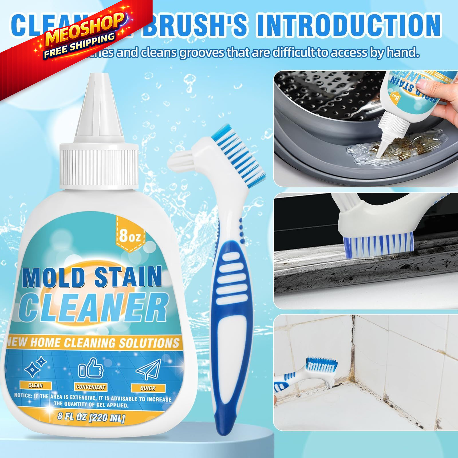Mold Stain Cleaner Gel, 8 Fl oz Effective Washing Machine 9 Oz (Pack of 1)