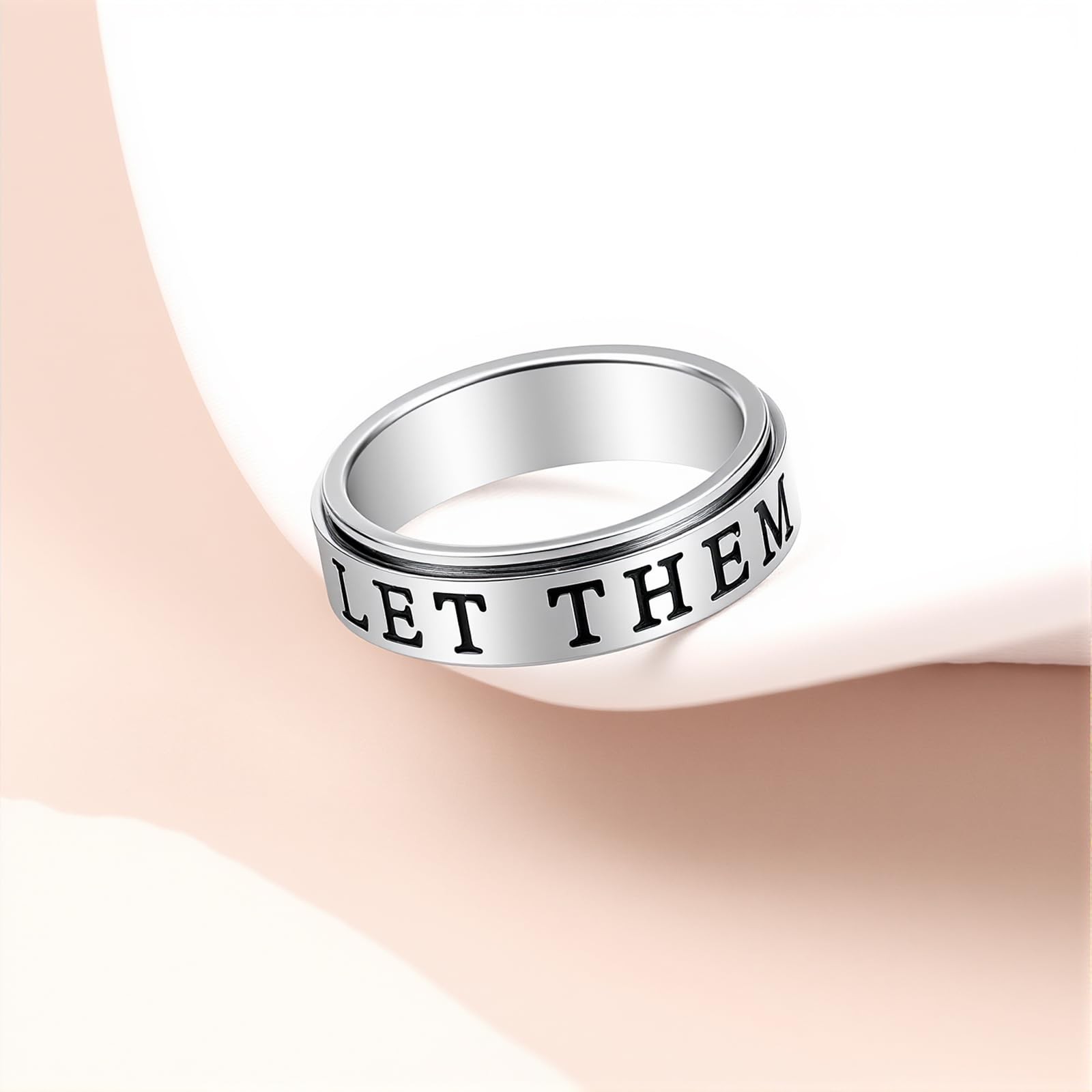 Adults Anxiety Ring for : Fidget Spinner Cute Let Them Symbol Thumb Ring Stai…