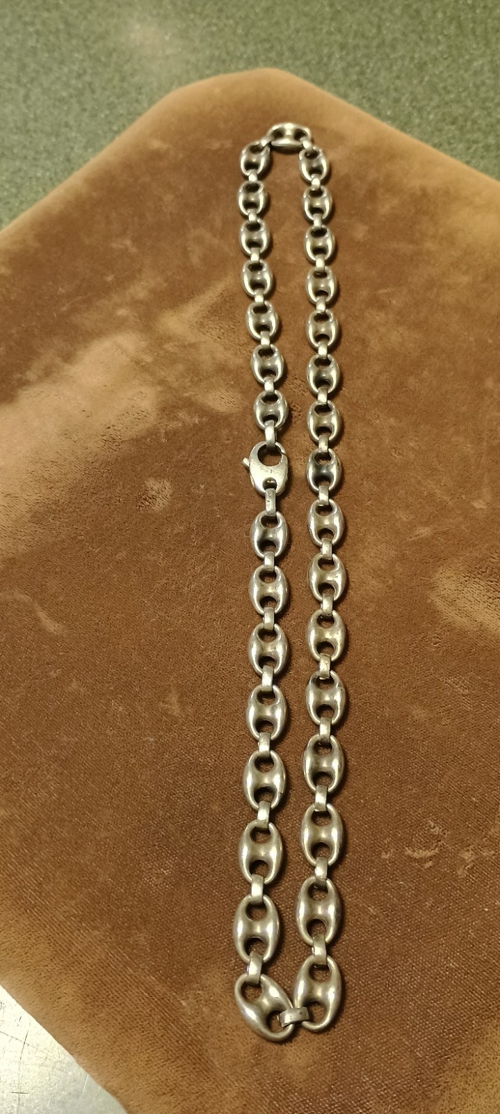 Vintage Solid .925 Sterling Silver Puffed Mariner Link Chain Necklace 39.66G