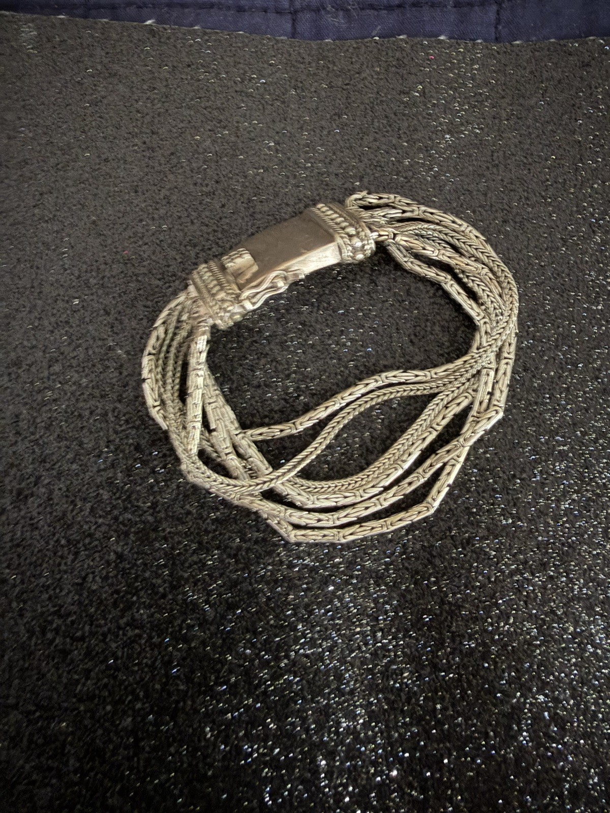 Sterling Silver 7.5″ SILPADA Multi-Strand Byzantine & Wheat Bracelet