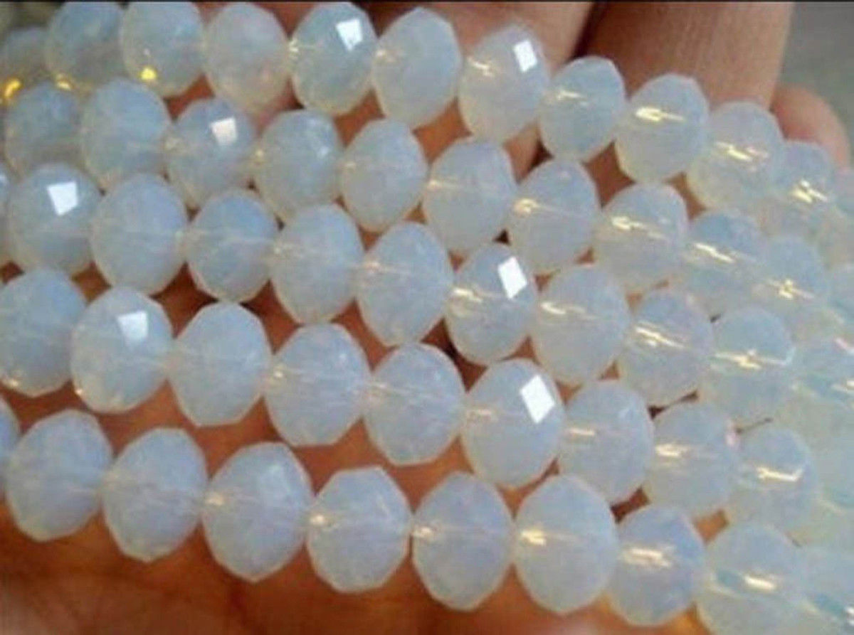 Faceted 5x8mm Sri Lanka Moonstone Gemstone Rondelle Loose Beads 15”