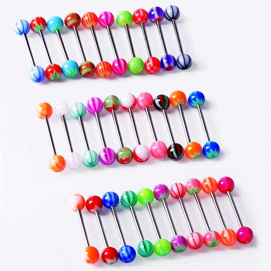 Wholesale Bulk lots Body Piercing Eyebrow Jewelry Belly Tongue Bar Ring 14G 16G