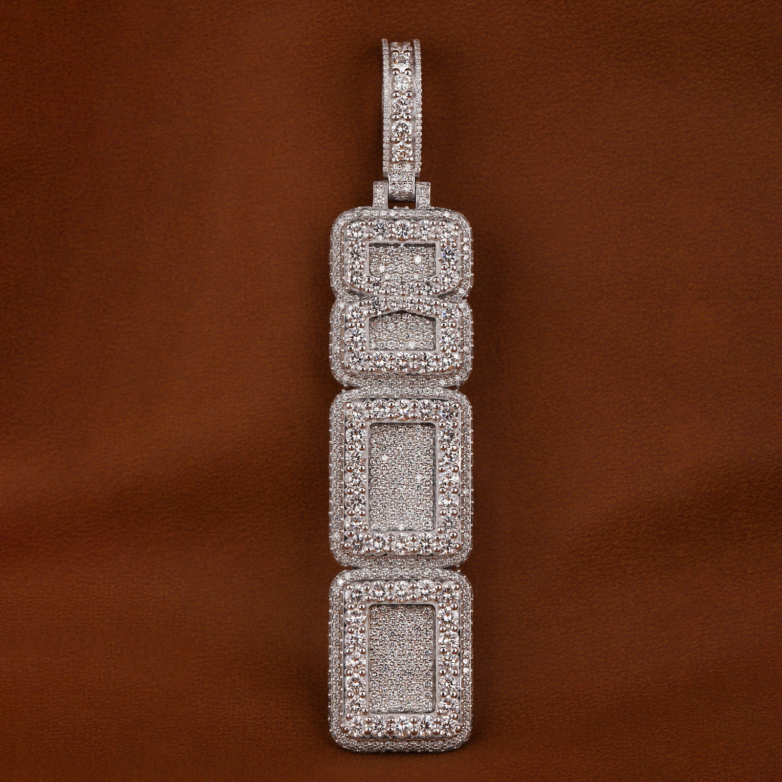 3.5Ct Round Cut Moissanite Custom Number 800 Pendant 14K White Gold Plated