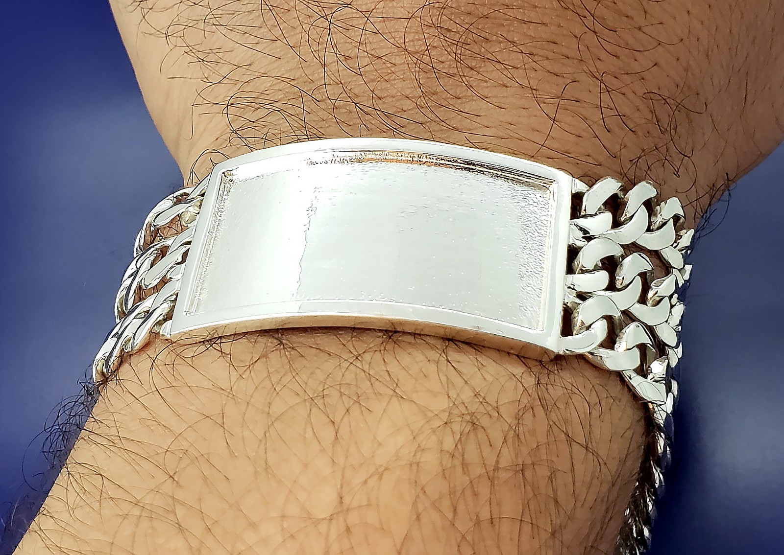 26 mm Solid Heavy Sterling Silver 3 Row Cuban Link ID Bracelet 8 Inches 65 Grams