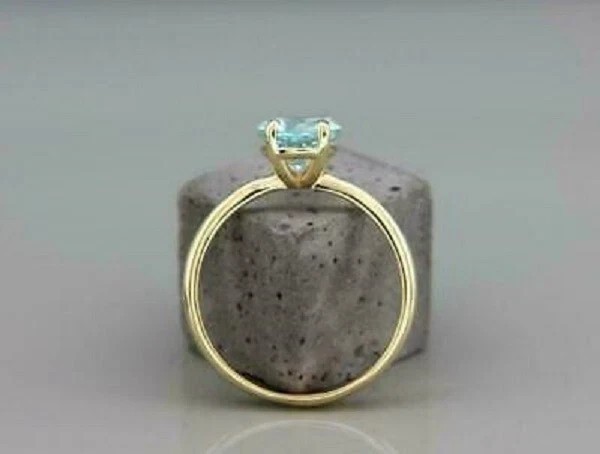 2Ct Oval Cut Simulated Aquamarine Solitaire Wedding Ring 14K Yellow Gold Plated