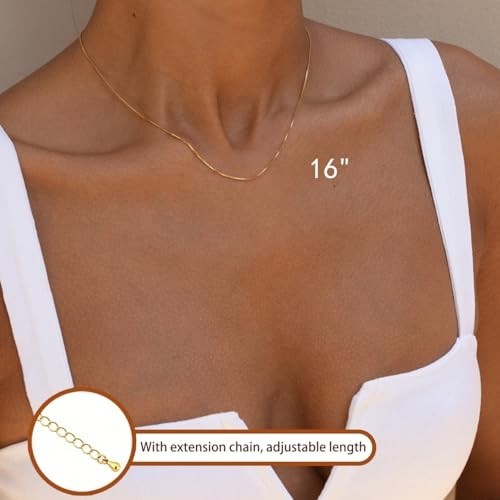 Minimalist Thin Gold Chain 18K Gold Thin Box Chain Necklace Short Small Gold Cha