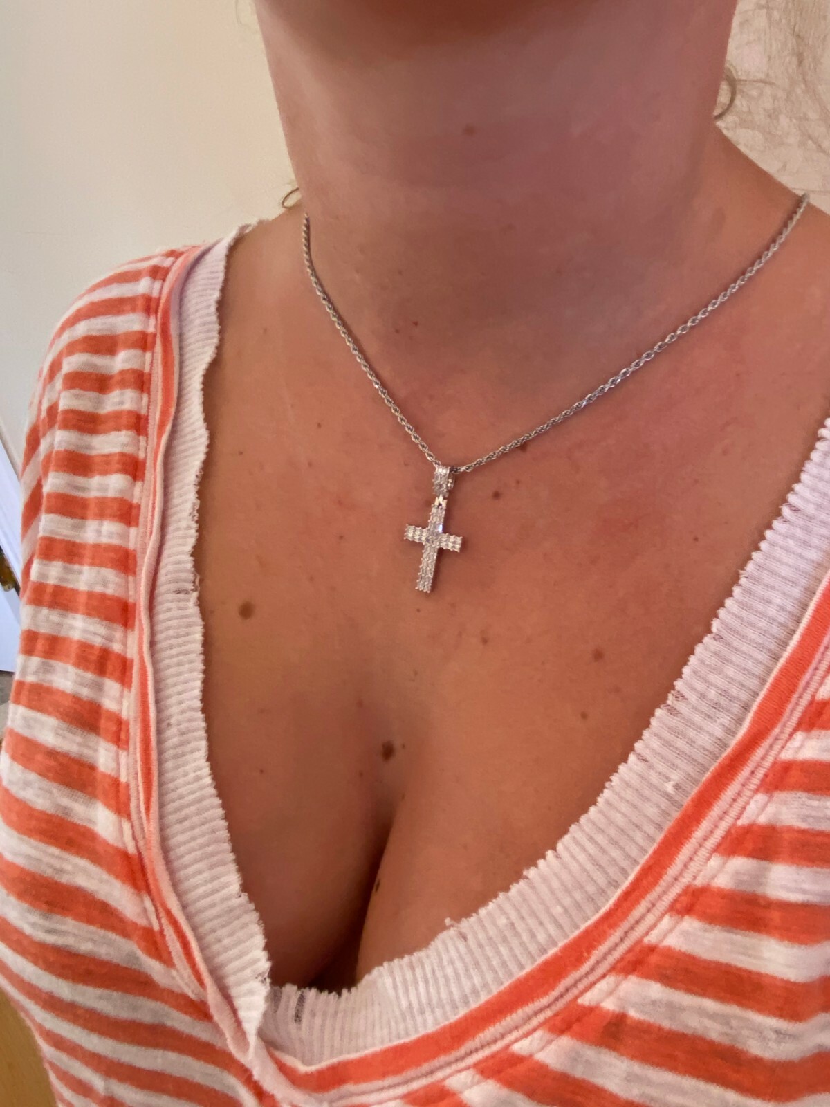 Solid 925 Sterling Silver Cross Pendant Baguette Iced CZ Necklace Hip-Hop