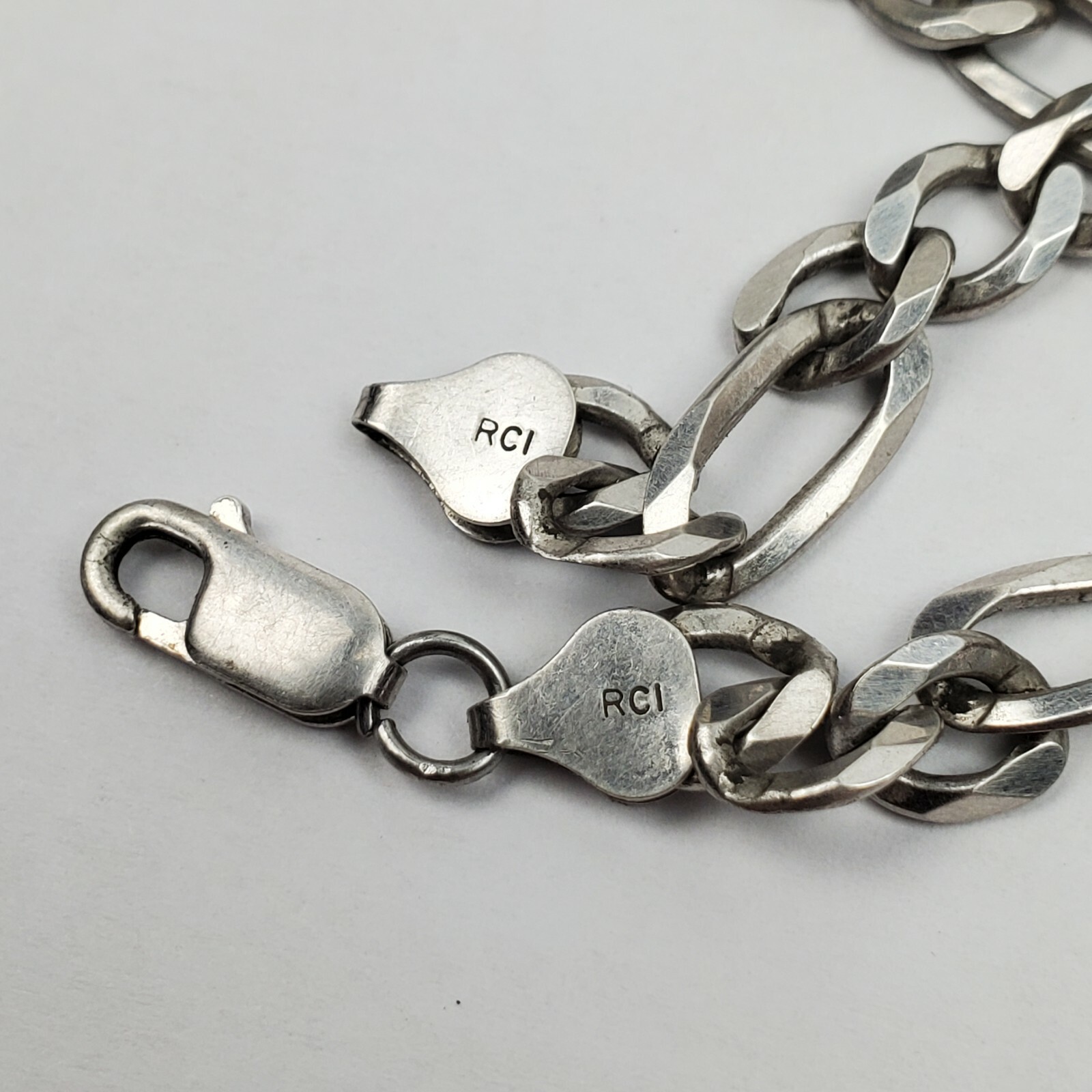 Sterling Silver 925 Figaro Link Chain Necklace 28g 22.5in Heavy Hallmarked