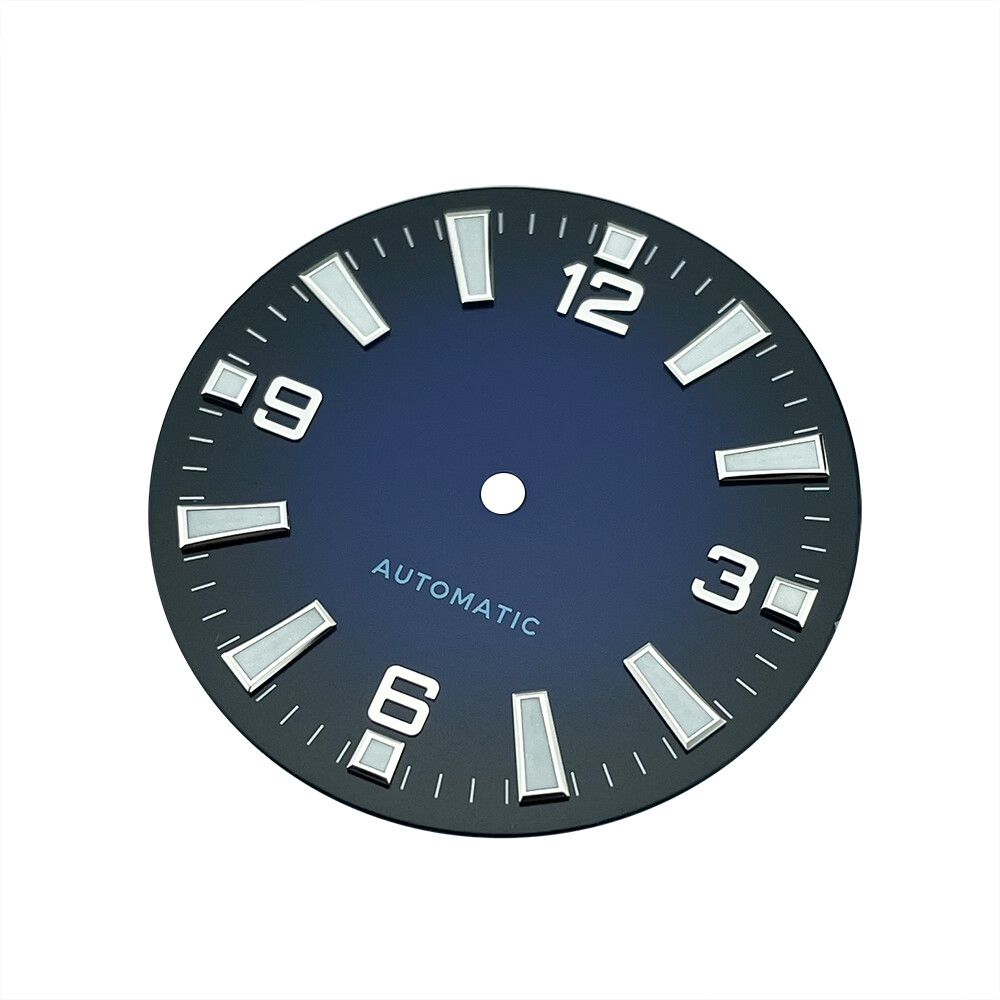 33mm Sterile Watch Dial Fit Nh38a Nh35a No Date Seamaster 600 Style Blue Lume