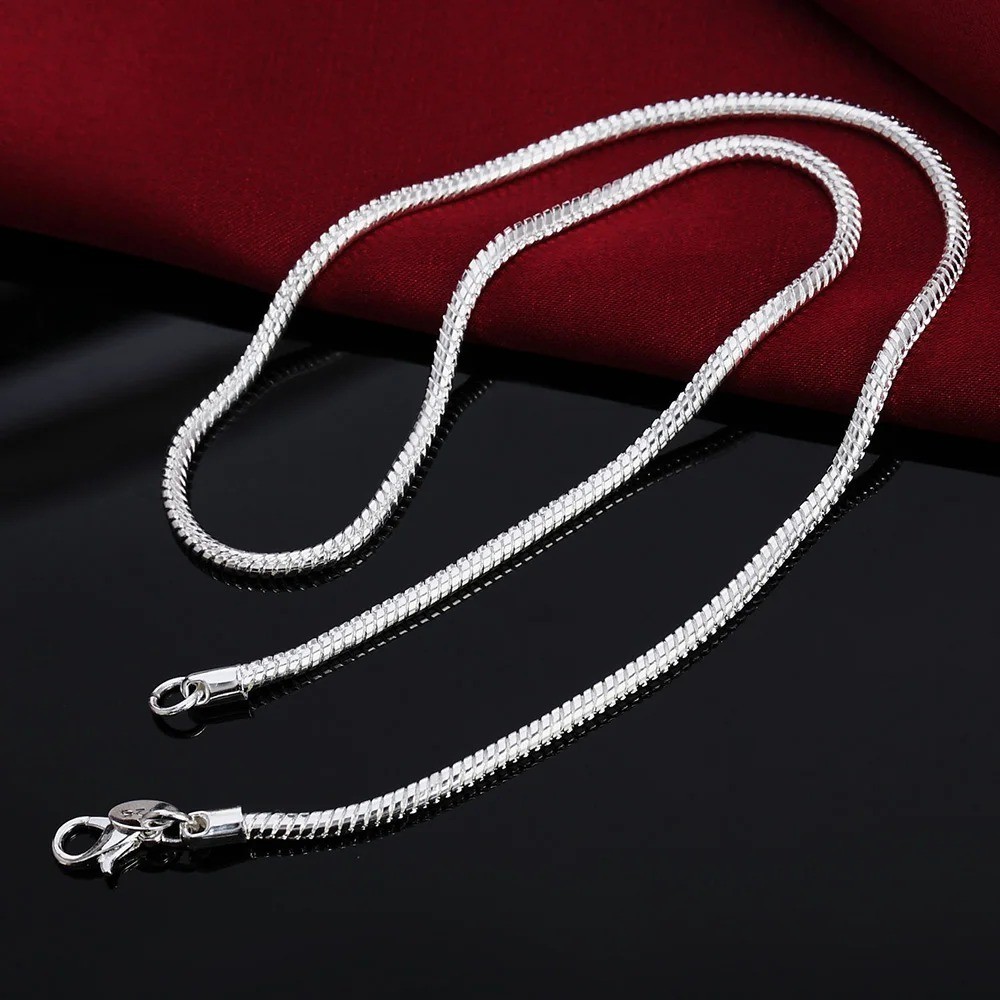 925 Sterling Silver Snake Chain Necklace 1MM 2MM 3MM 40-75CM Unisex