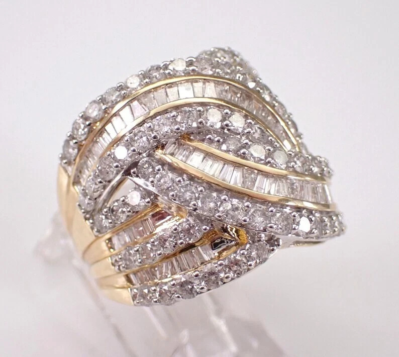 2Ct Round/Baguette Cut Lab Created Diamond Wedding Ring 14K Two-Tone Gold Plated