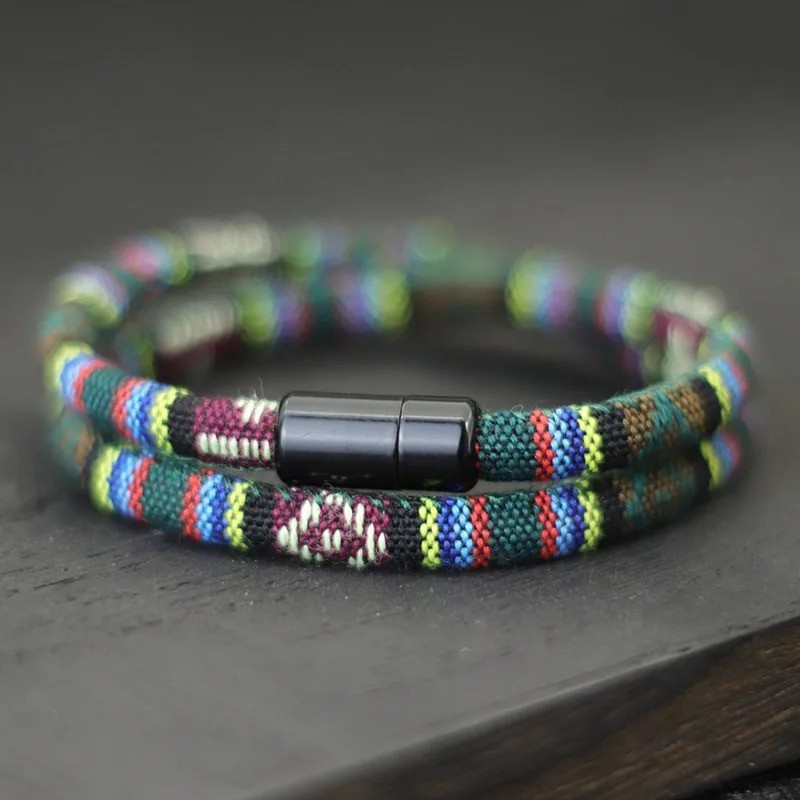 Tactical Bohemian Rope Bracelet Men Strong Magnetic Clasp Adventure Gear