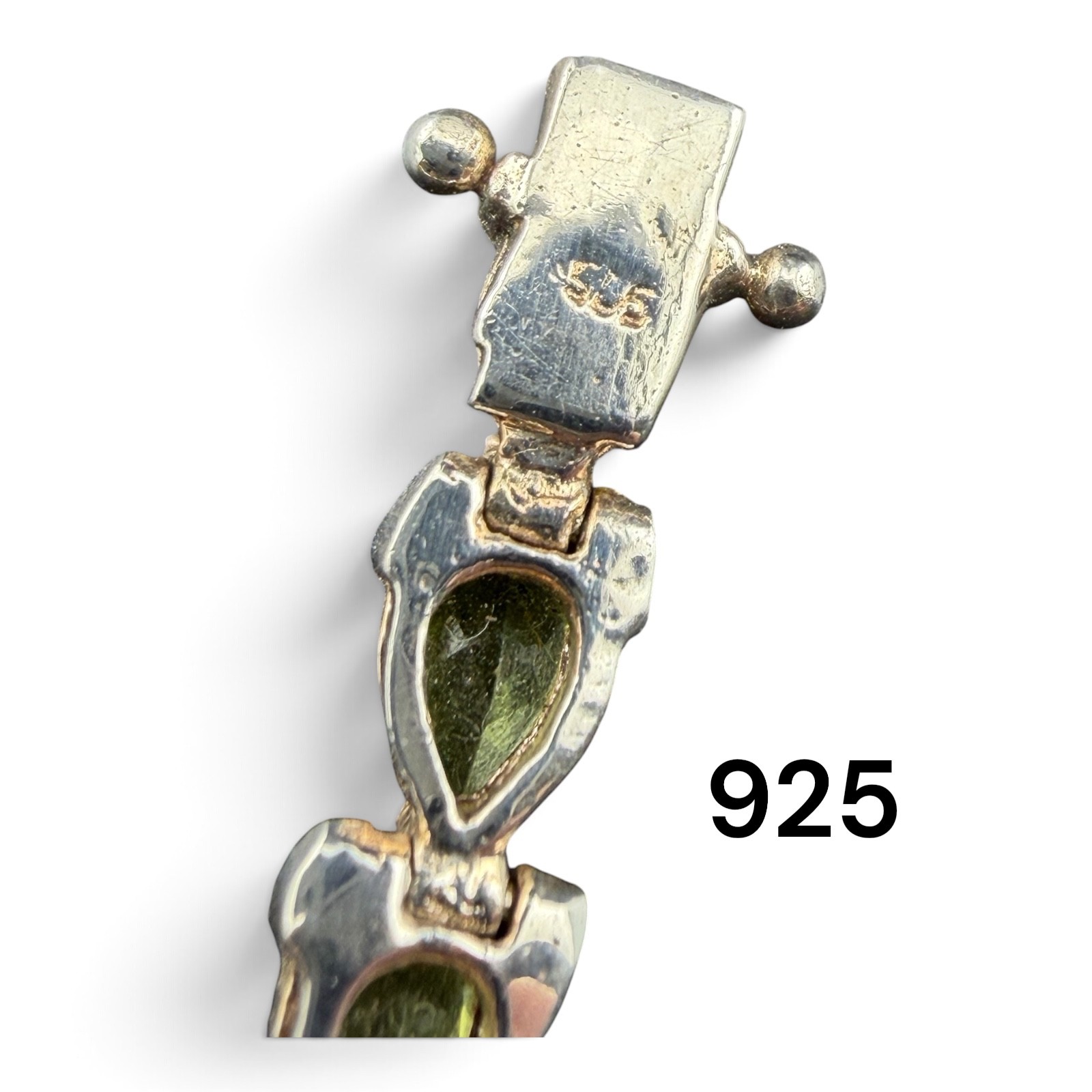 Beautiful 925 Silver and Multi Semi Precious Pear Shaped Stone Tennis Bracelet