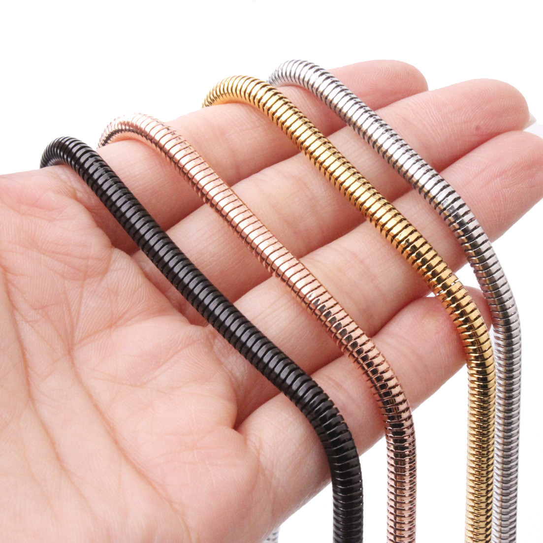 4.2/6mm Stainless Steel Cool Snake Round Chain Mens Womens Necklace Jewelry 24″