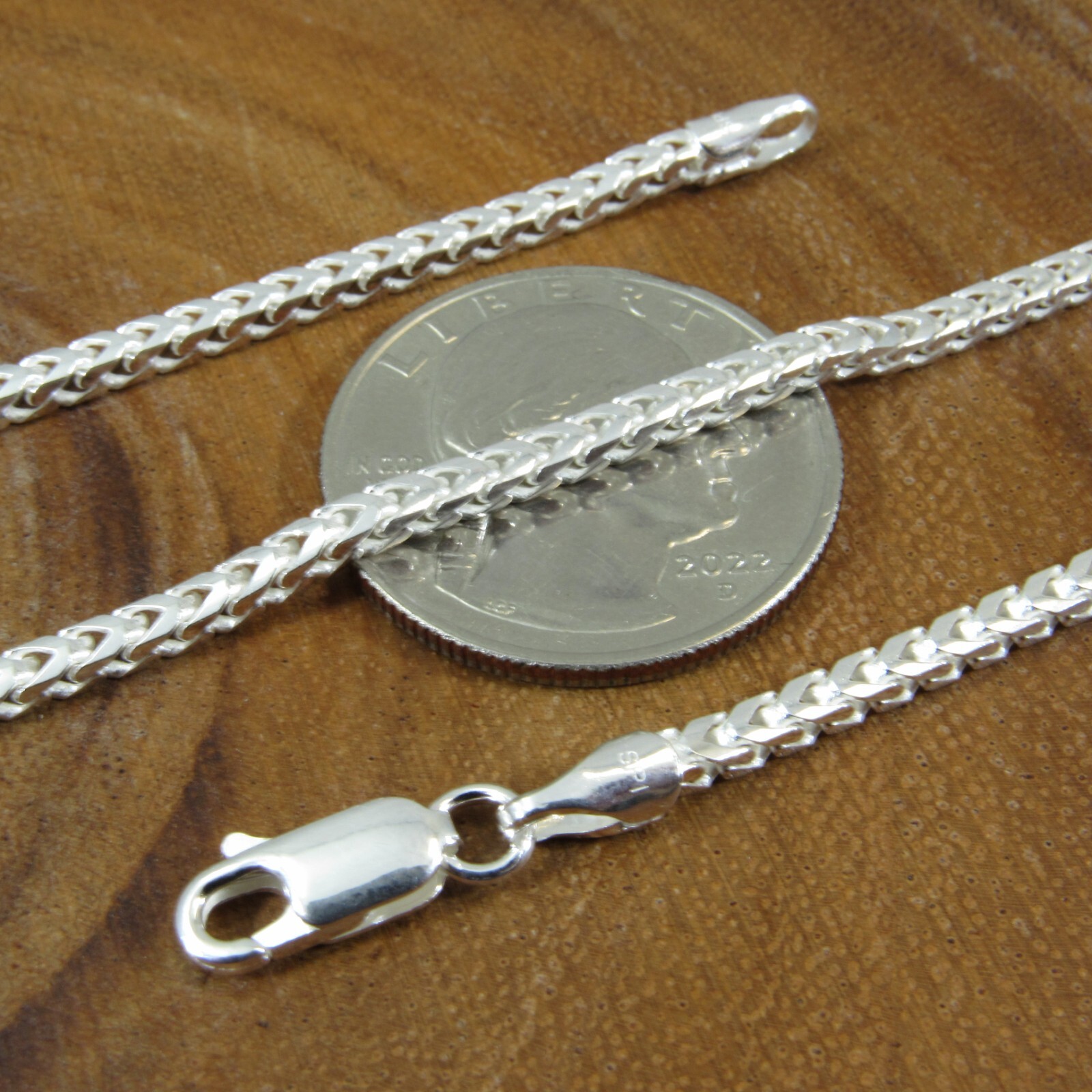 Solid 925 Sterling Silver Mens Italian Franco Link Chain, Hip Hop Jewelry, Italy