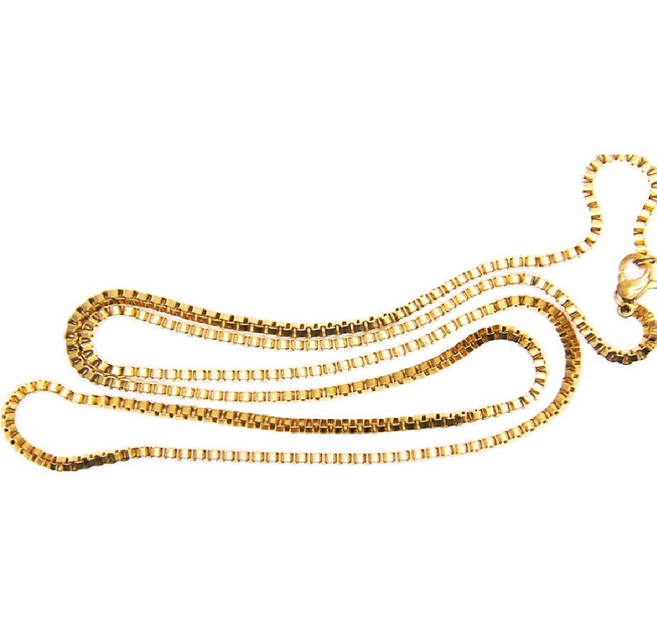 Solid 18K Gold Filled 16″/18″/20″/22″/24/26/28/30/32″ Italian Box Chain Necklace