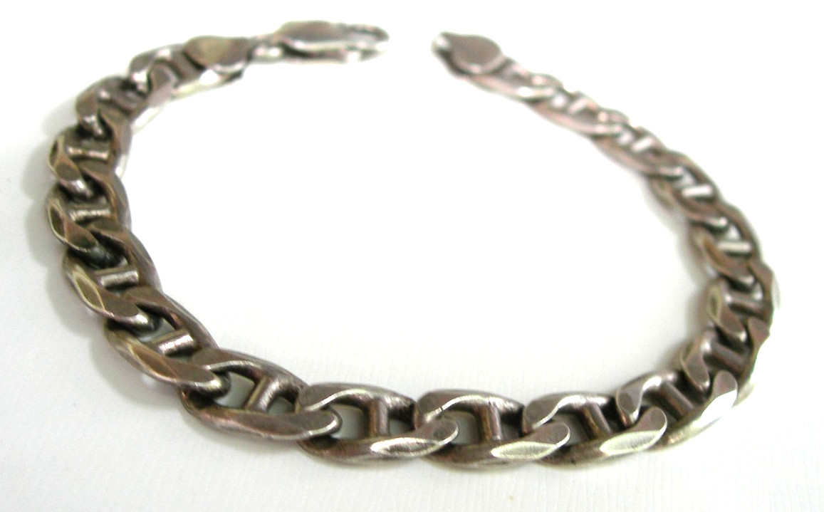 Solid MARINER Chain Bracelet .925 Sterling Silver 7.8mm, 22.33 Grams Italy 8″