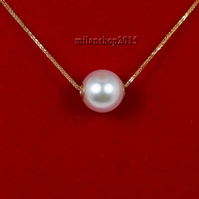 10-9mm Stunning 18″ AAA+ South Sea Natural White Pearl Necklace 14k