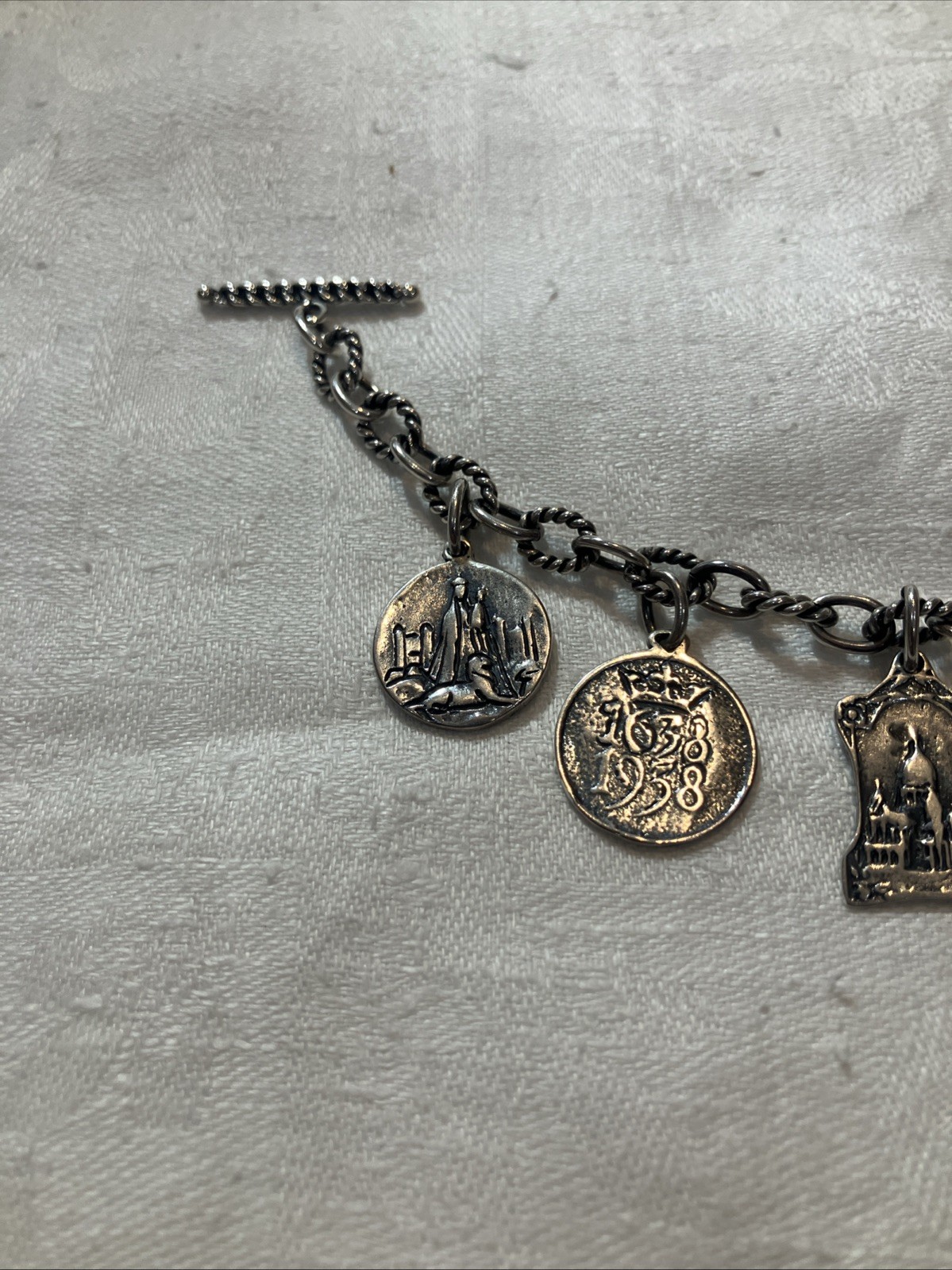 Beautiful Sterling Silver ATI Religious Catholicism Charm Bracelet