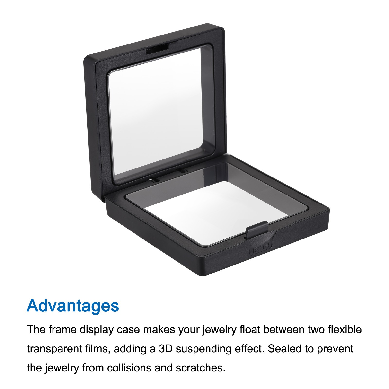 Floating Thin Film Display Box ABS Frame Case 5cm x 5cm x 2cm Black,Pack of 20