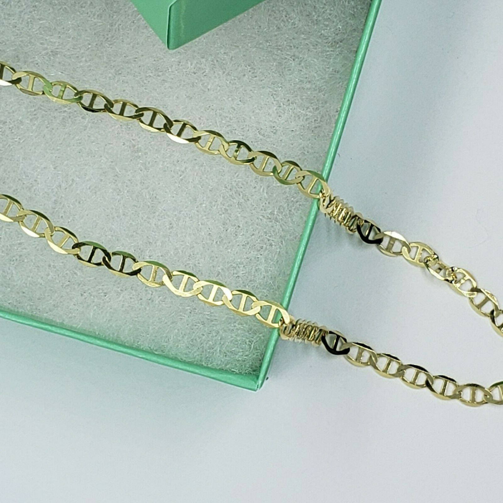 10K Solid Yellow Gold Anchor Link Chain Necklace 3mm Men Women 16″~30″