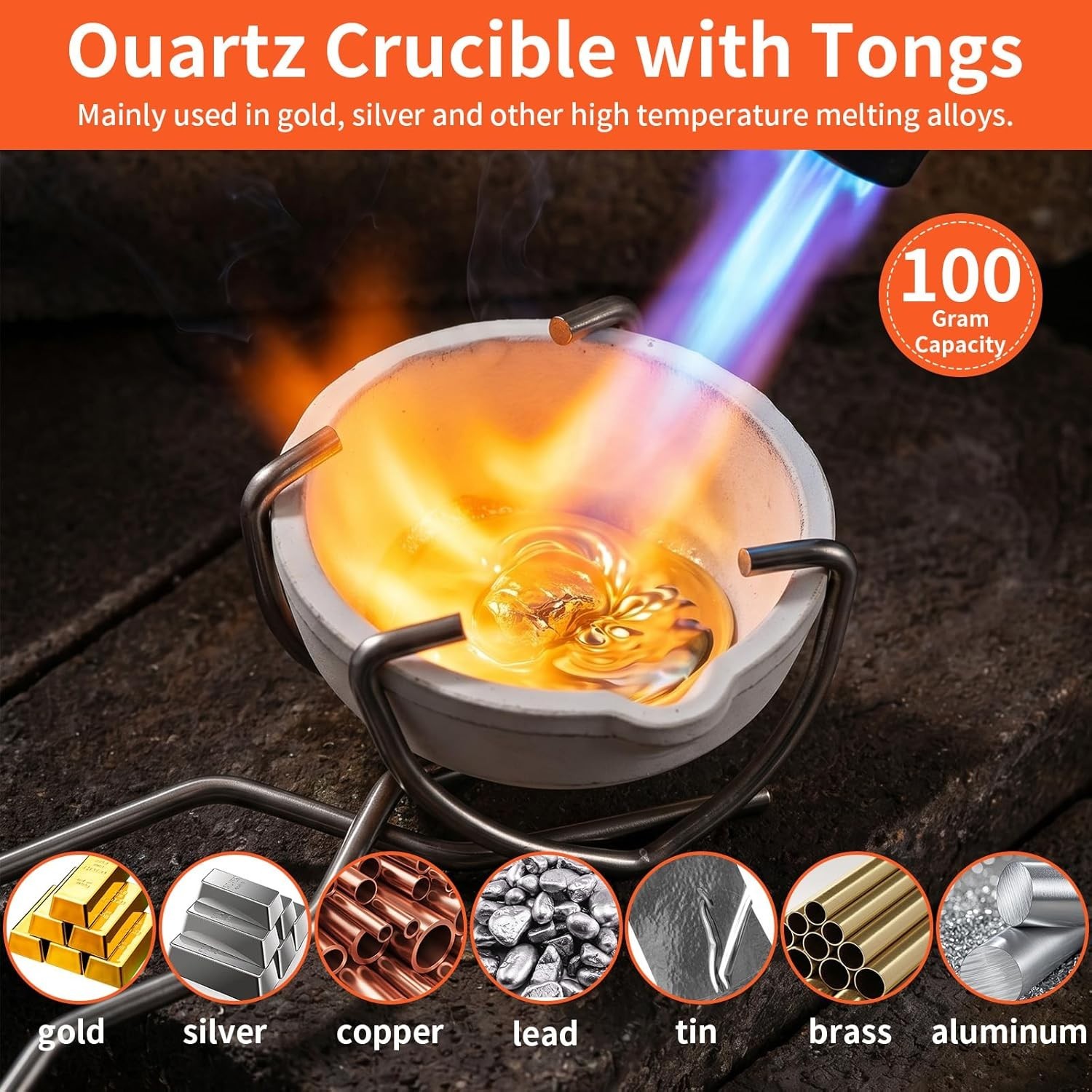 10-In-1 Metal Casting Kit for Beginners, Complete Graphite Crucible Set with Ing