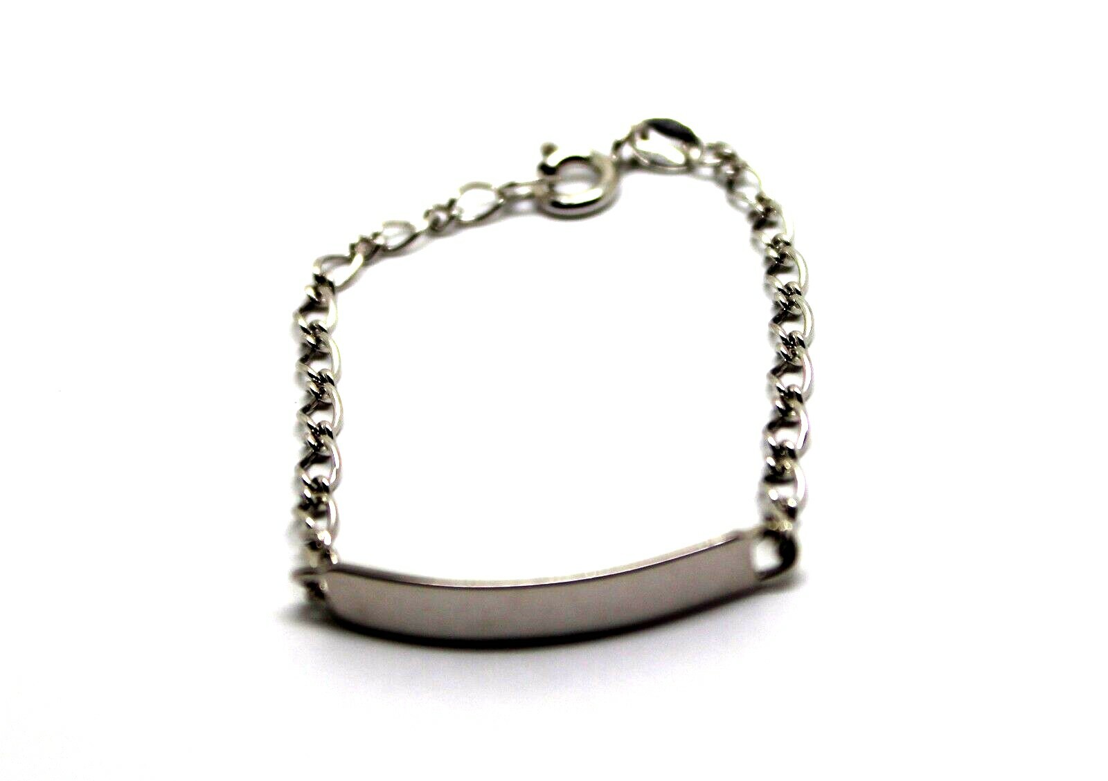 Children 9ct Solid White Gold ID Identification Bracelet – Free Post