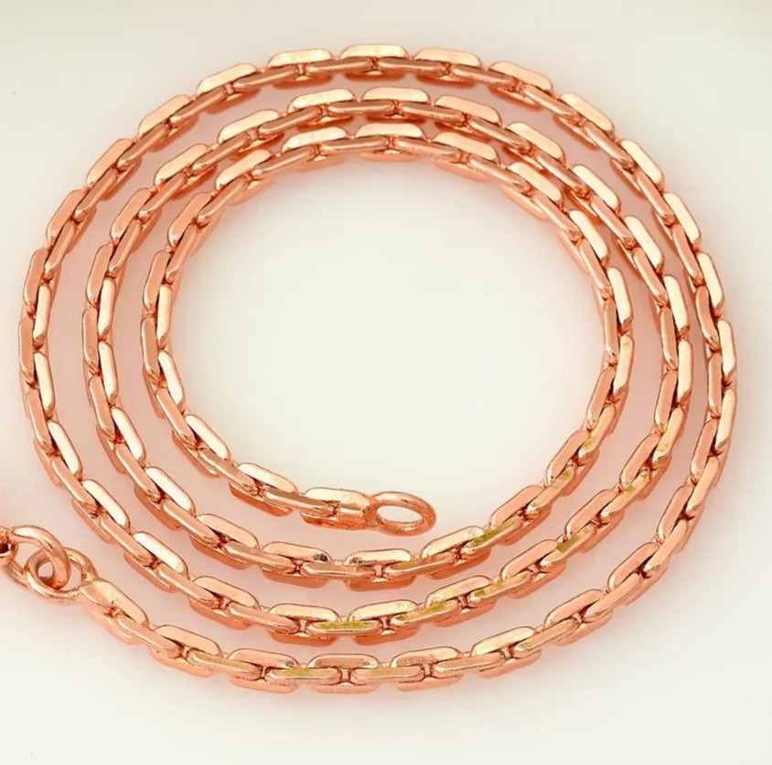 26 inch Pure Copper Solid Link Chain Necklace, Healing Copper Jewelry Spiritual