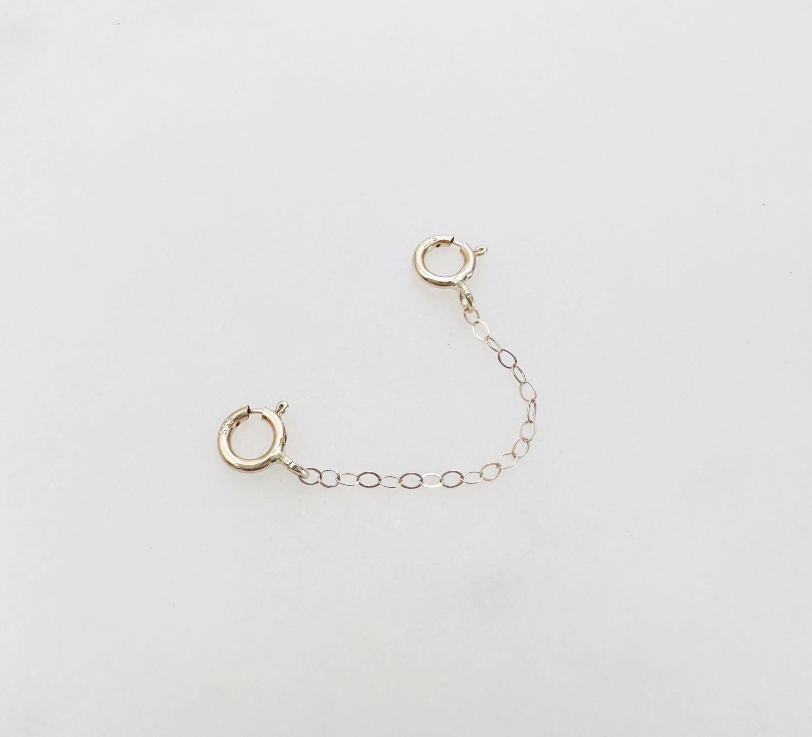 14K Solid Yellow Gold Thin Cable Link Safety Chain Extension w/Dual Clasps, 1.5″