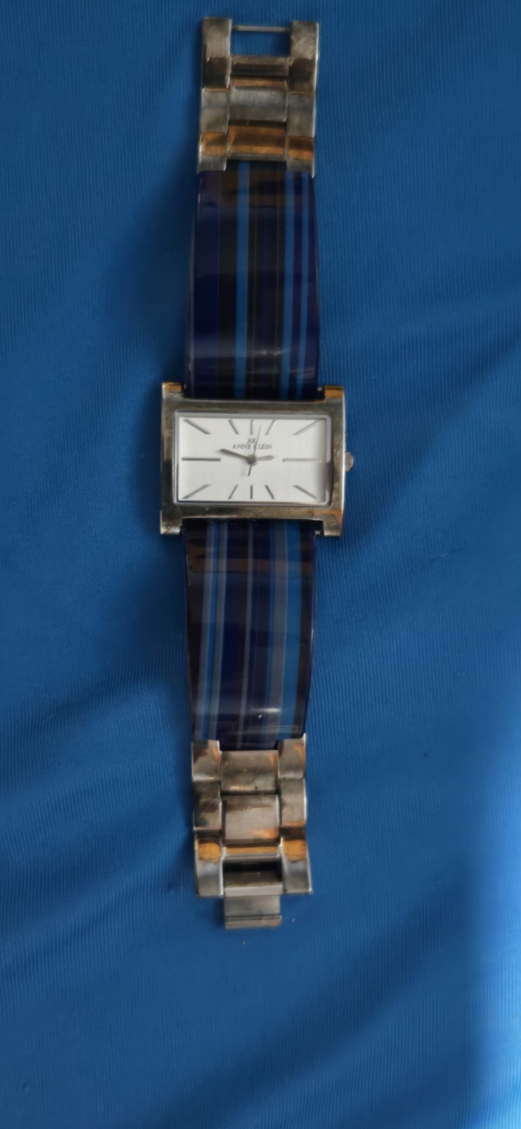 Vintage Anne Klein watch Sliver with blue and silver band