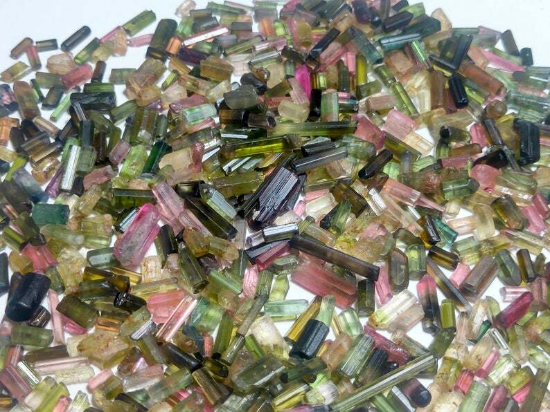 500 Ct Natural Bi Color Transparent Tourmaline Mozambique Lot Rough Gemstone