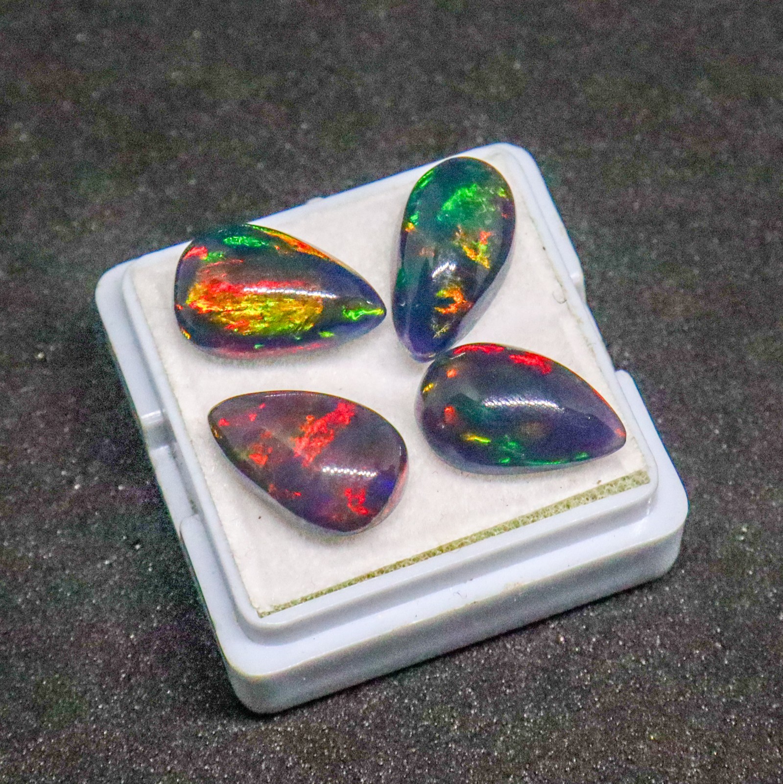 100Pcs AAA Natural Black Opal Pear Cabochon Multi Fire 12x8mm Wholesale Lot