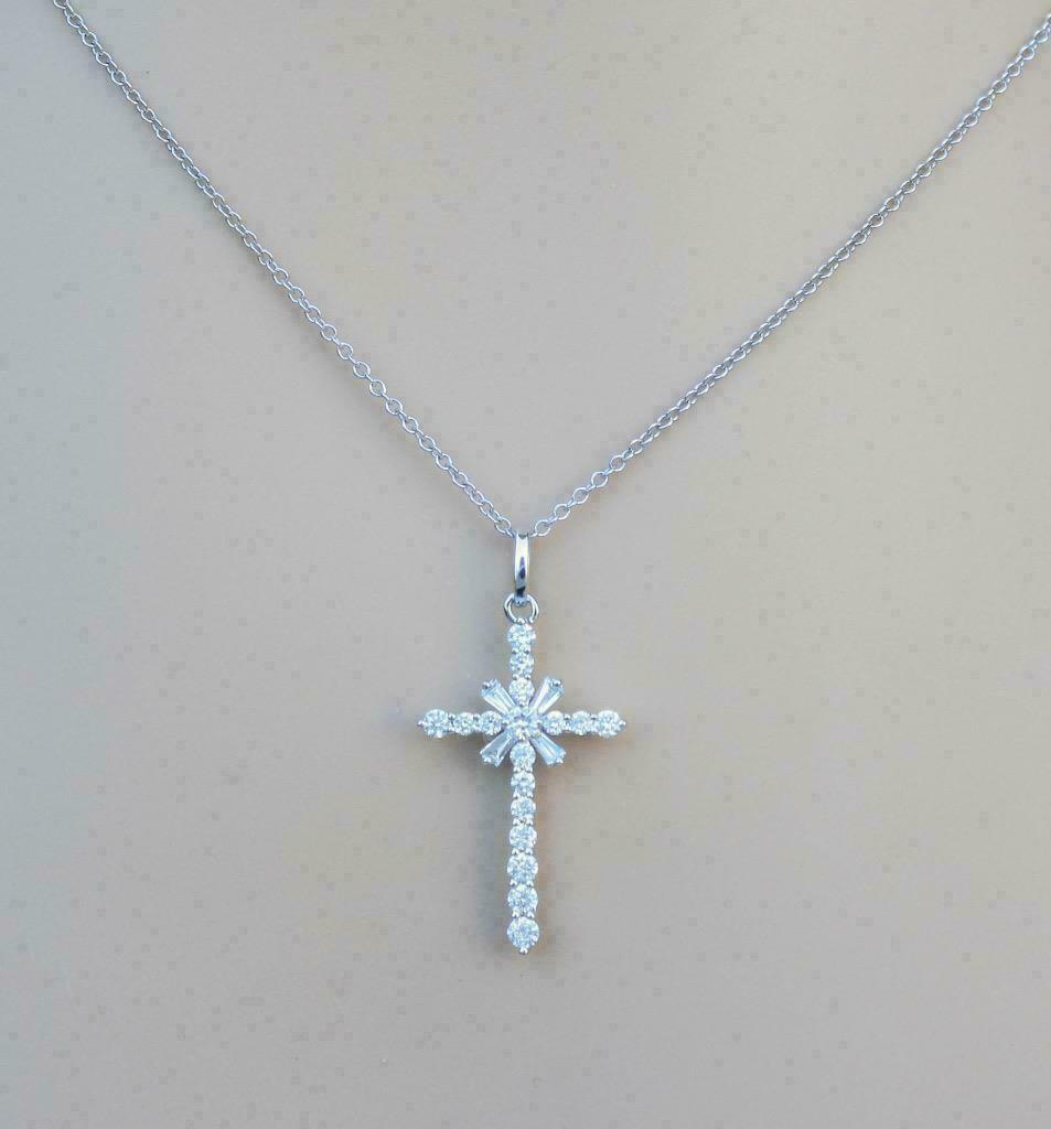2.5Ct Round Lab Created Diamond Women Cross Pendant Necklace Gold Plated Silver