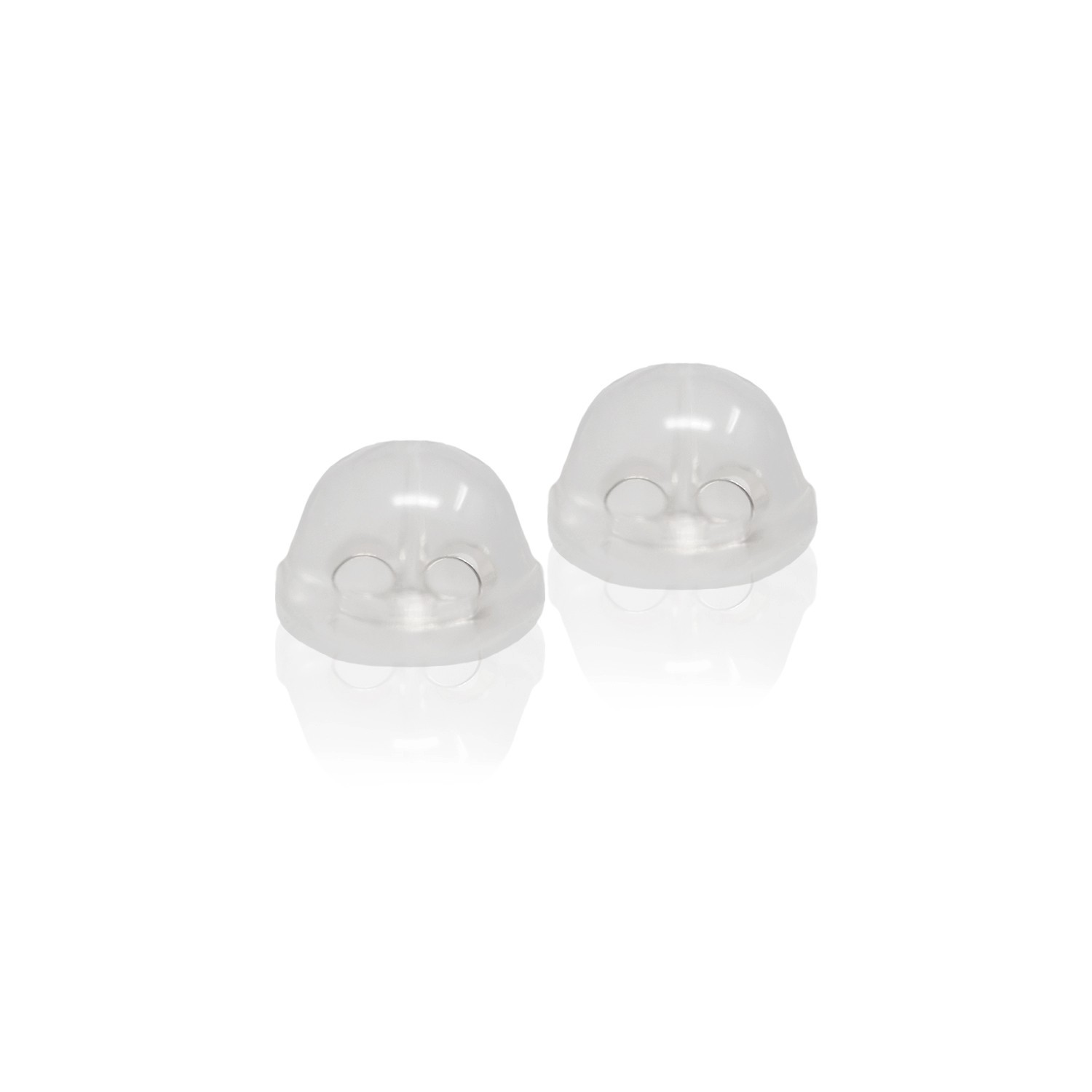 14KT White Gold Ball Stud Earrings 2mm–10mm Silicone Push Back