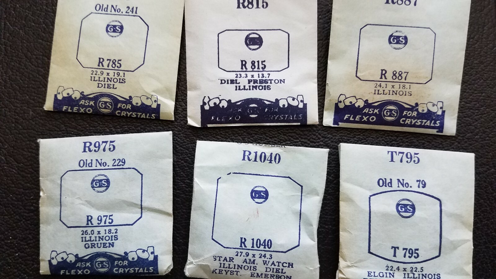 ILLINOIS WATCH CRYSTALS NOS – GS BRAND many varieties