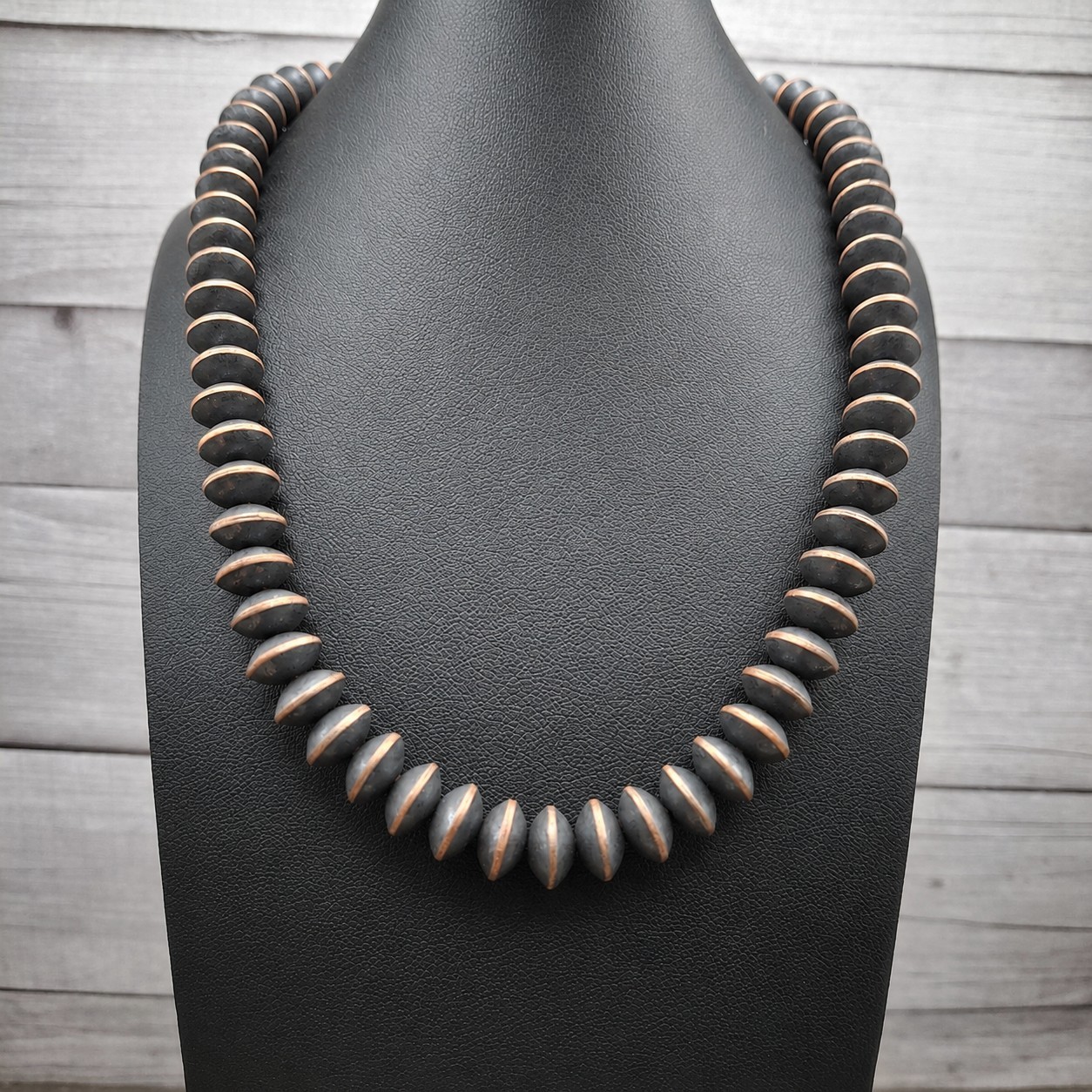 10mm Solid Copper Saucer Navajo Pearl Necklace Adjustable 17-20in Southwestern