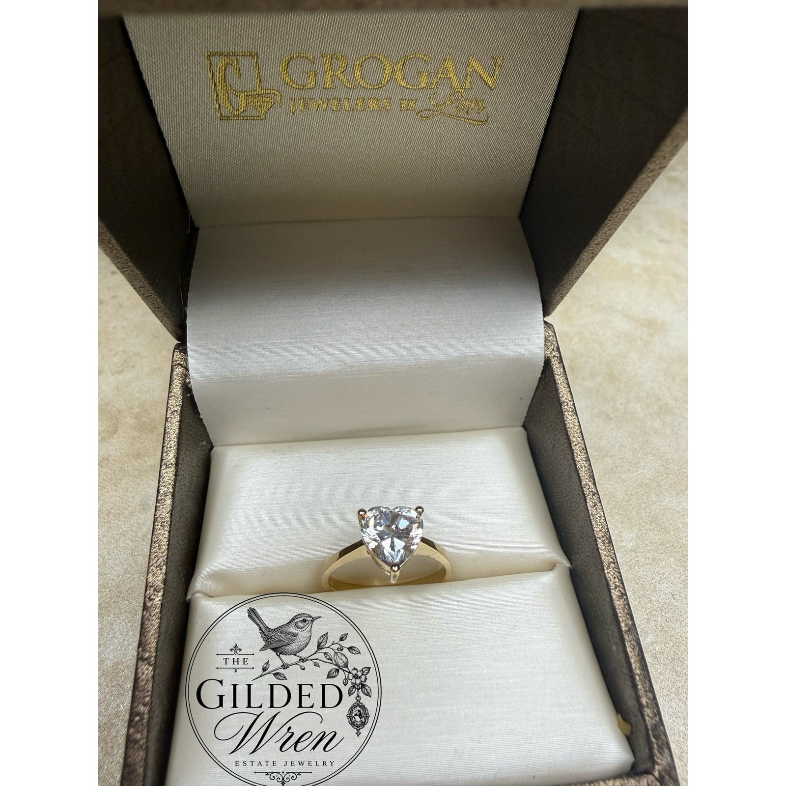 14K Gold Heart Cut Simulated Diamond CZ Solitaire Engagement Ring Size 5.75