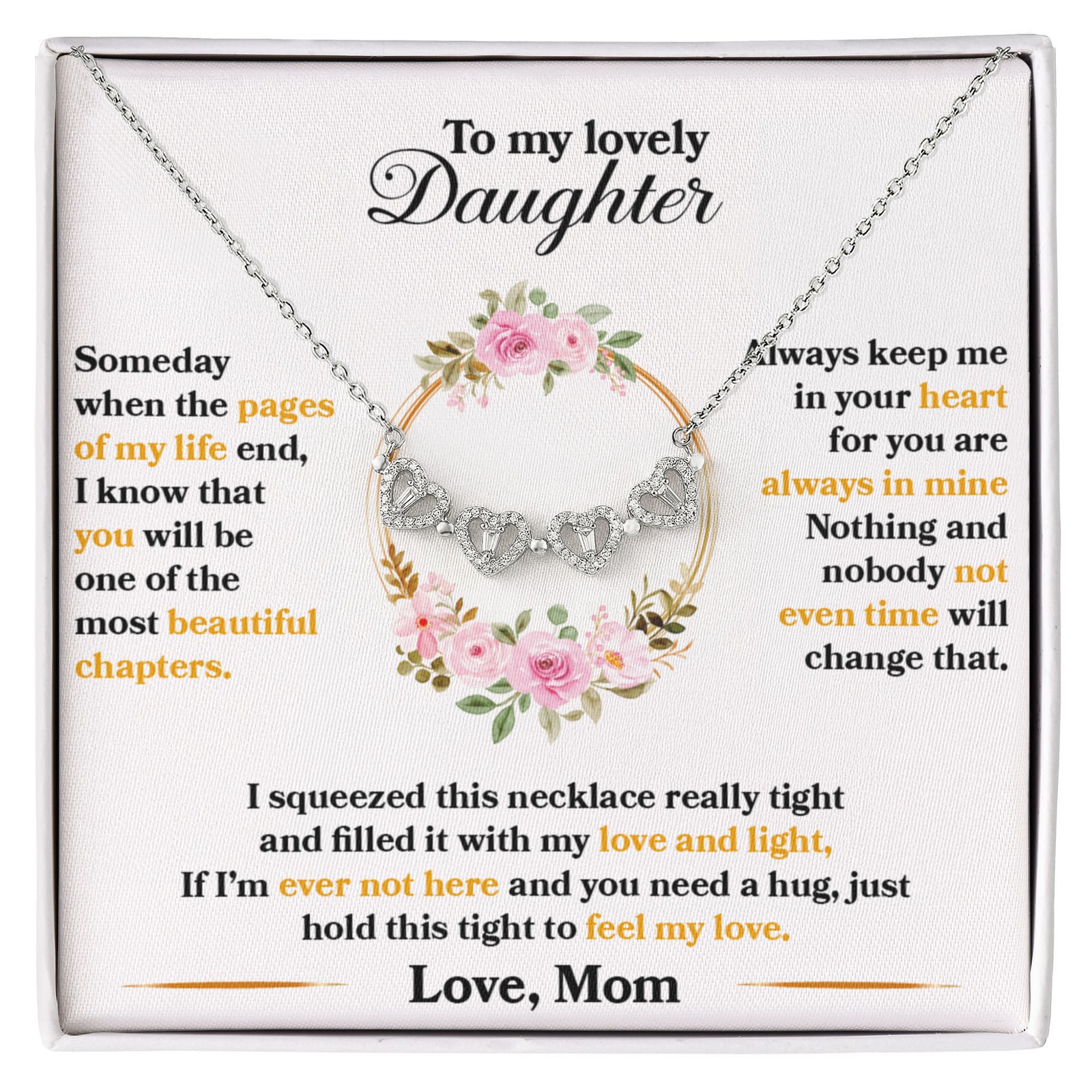 Daughter Heart Clover Convertible Necklace From Mom