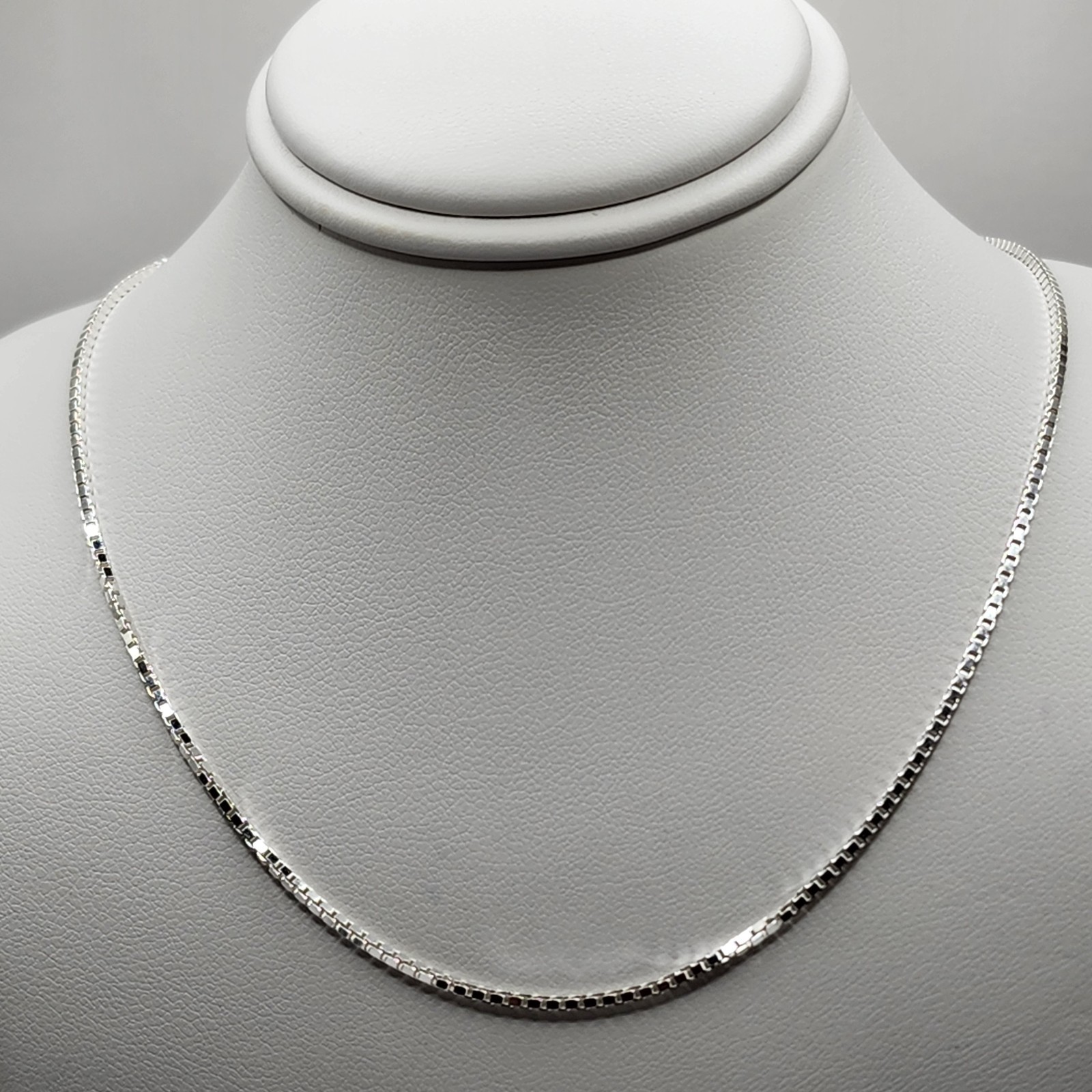 925 NEW Italian Sterling Silver Box Chain 16″ 1mm width