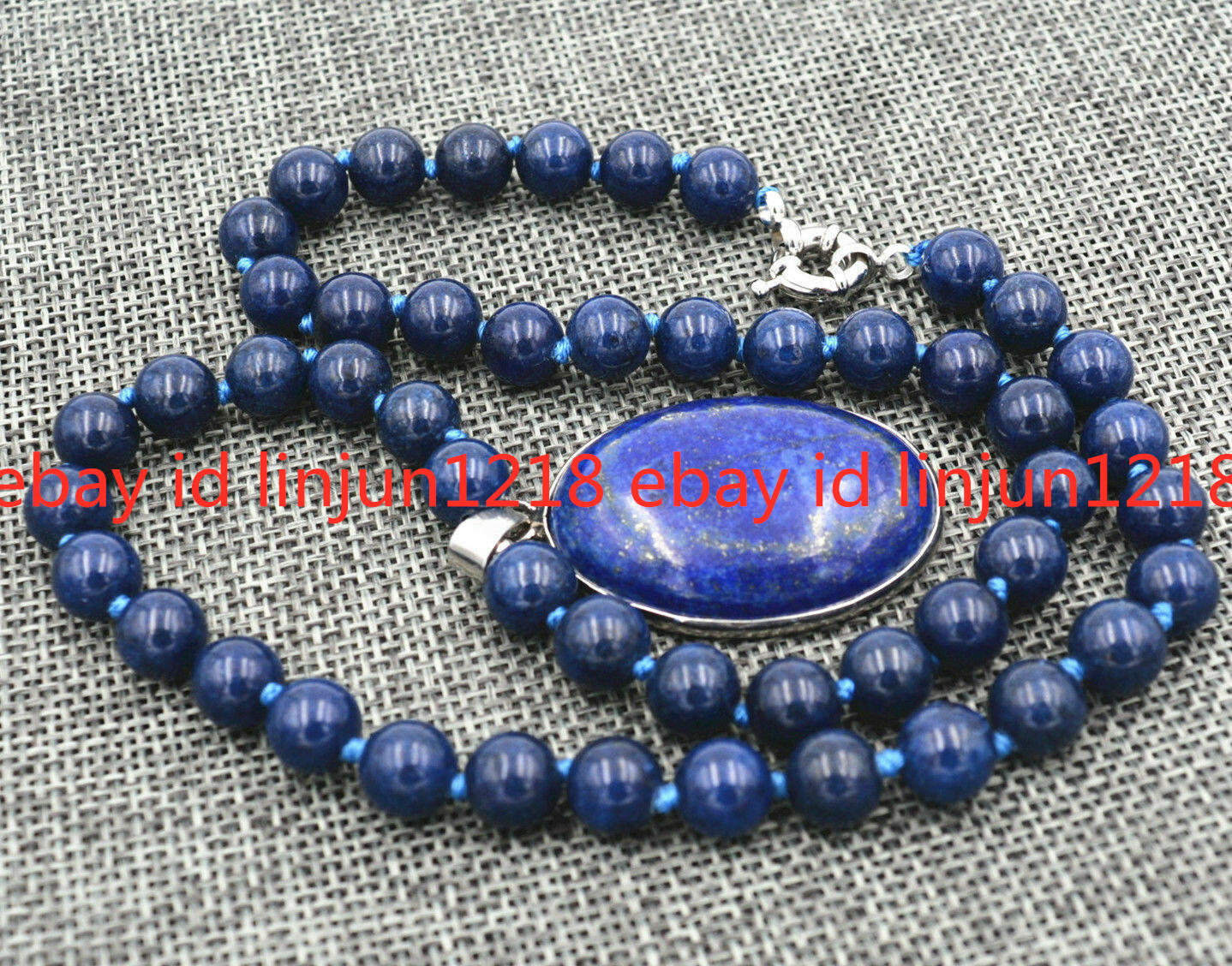 Natural Blue 8mm Egyptian Lapis Lazuli Gems Beads Oval Pendant Necklace 16-36in