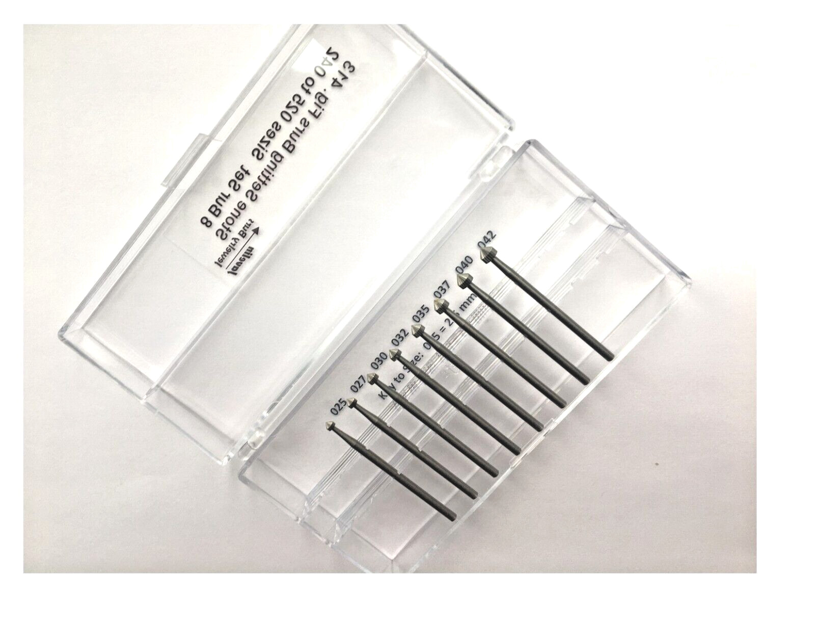JEWELRY STONE SETTING BUR, MEDIUM 8 PCS 025 TO 042, FIG 413, BURS FOR JEWELERS