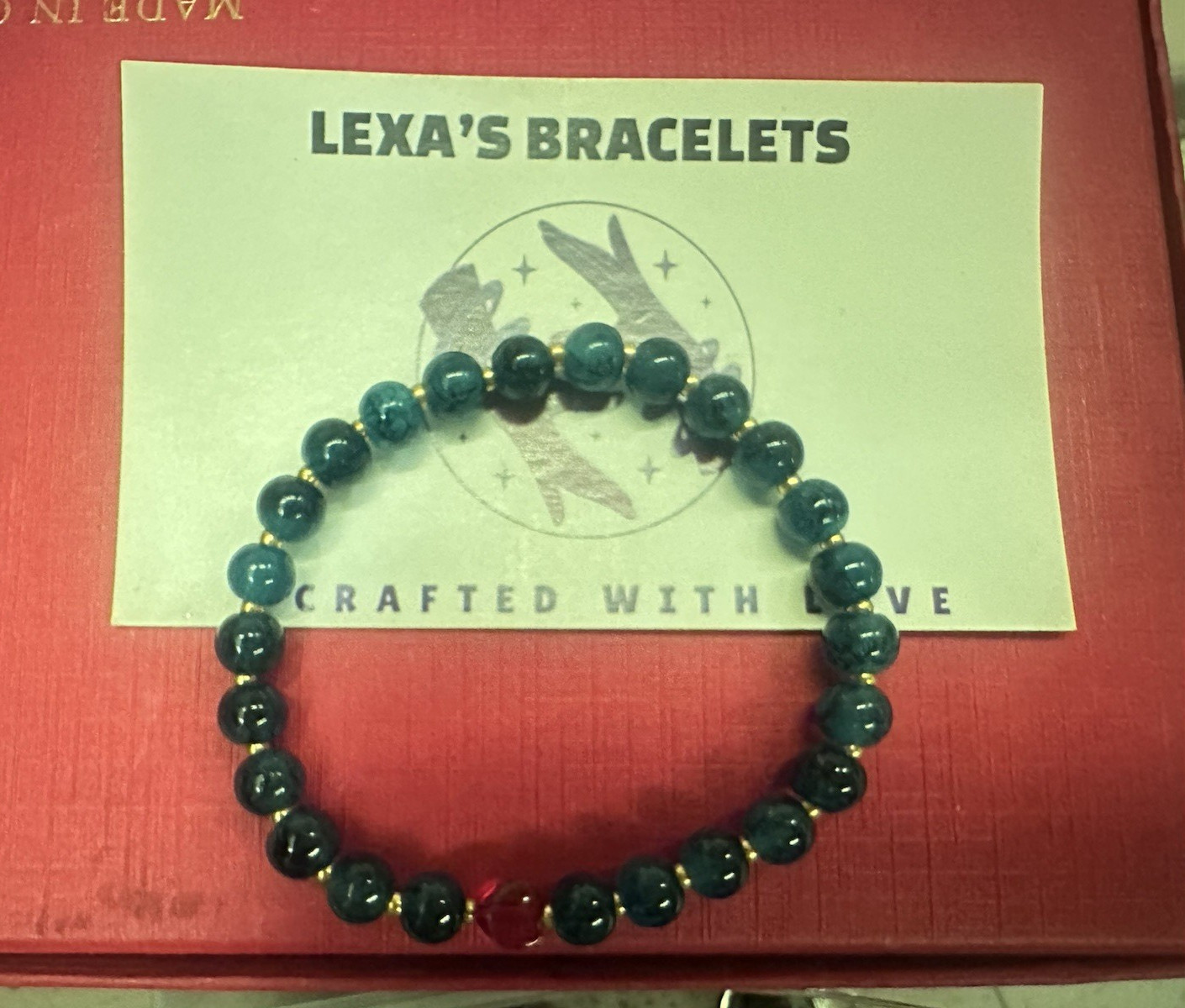 Lexa’s Bracelets Blue Beaded Stretch Bracelet, Round Ball/Bead, No Closure