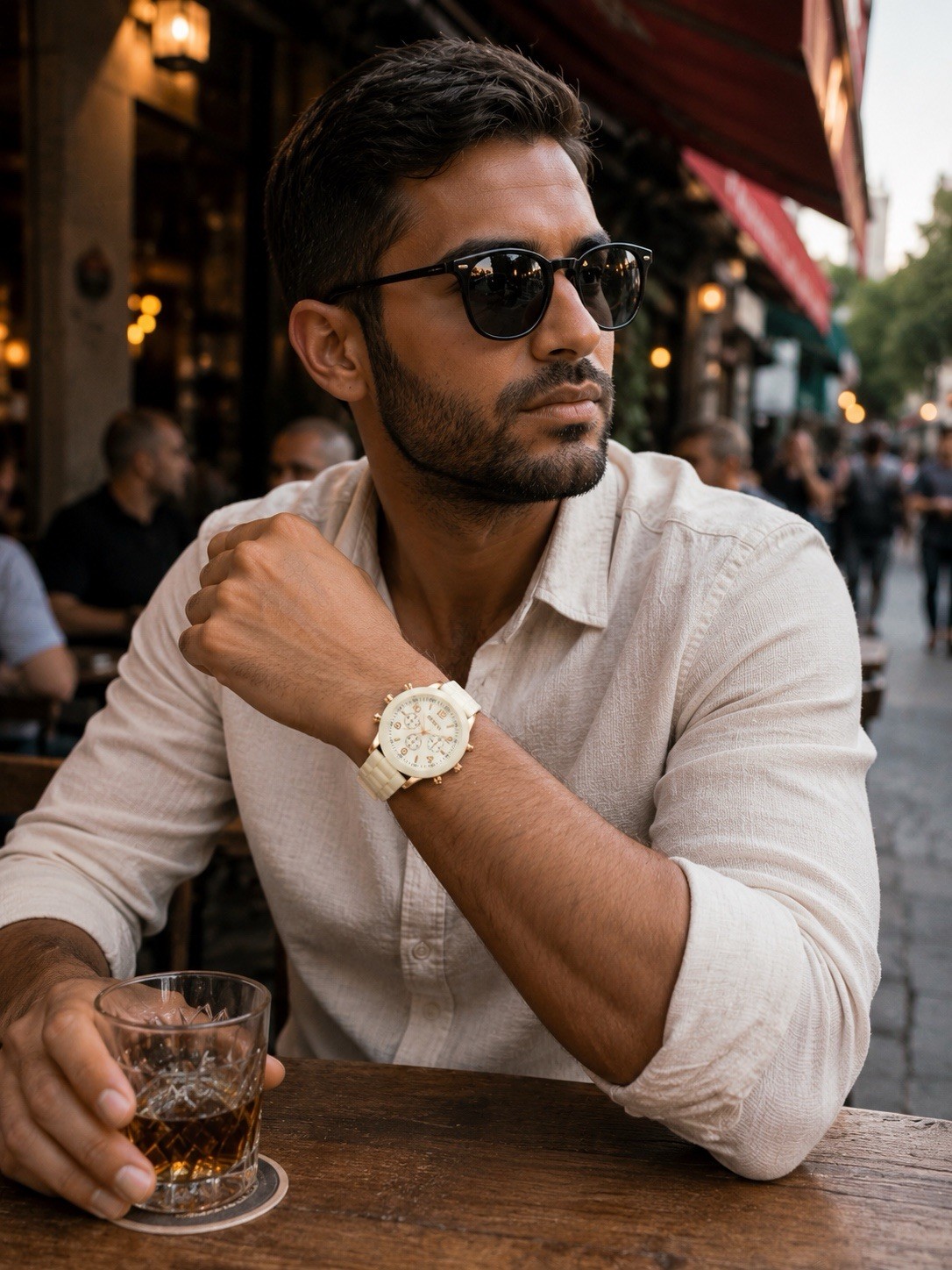Stylish Geneva Unisex Fashion Watch – Cream White & Gold Tone