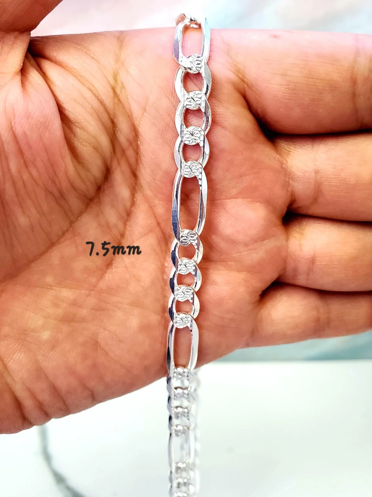 Solid 925 Sterling Real Italian Silver Figaro link Chain Necklace Men and Women