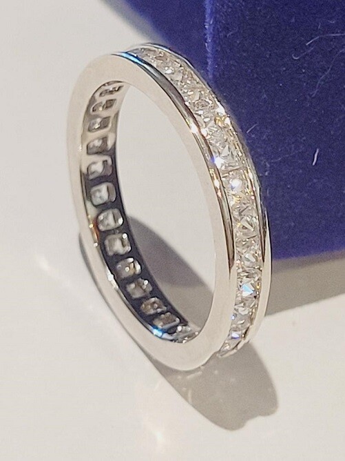 CLEARANCE Princess cut LC Moissanite Eternity Band Wedding Ring 925 Sterling