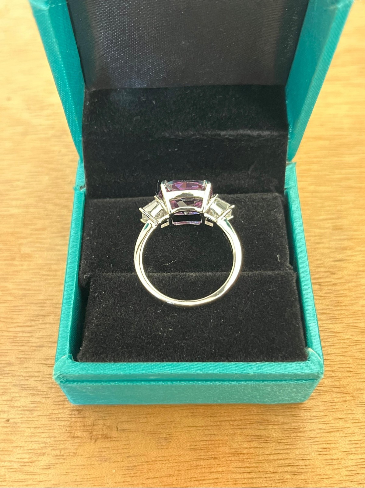 7 Ct Cushion Cut Natural Amethyst Diamond Wedding Bridal Ring her 14K White Gold
