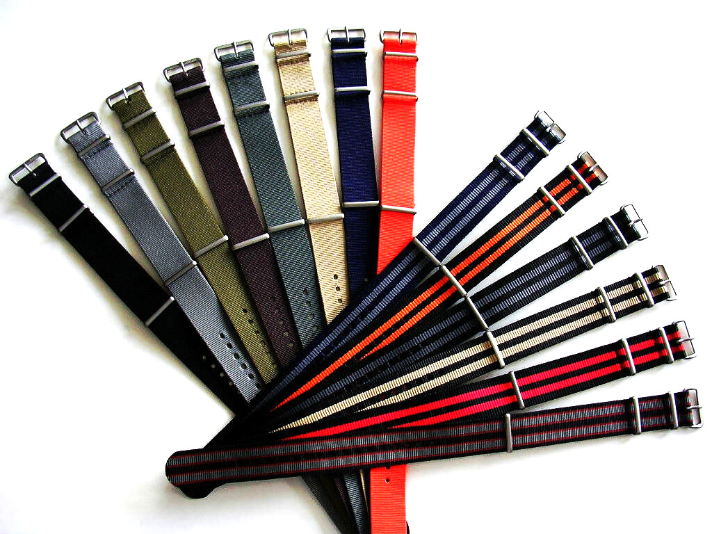 20mm Black NATO G10 Premium nylon Ballistic Airforce watch band Bonded IW SUISSE